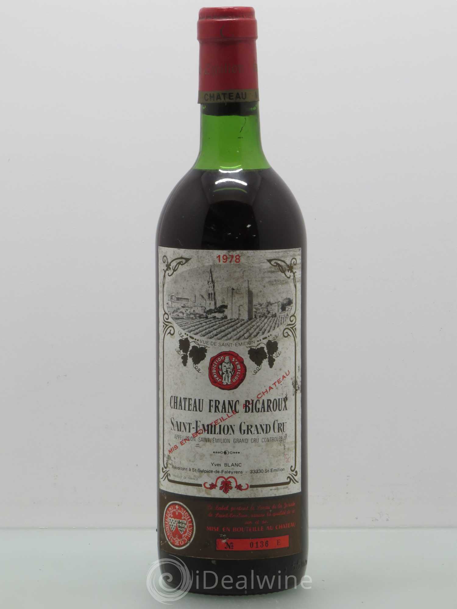Bordeaux Château Franc Bigaroux. St Emilion 1978 - Posten von 1 Flasche - 0