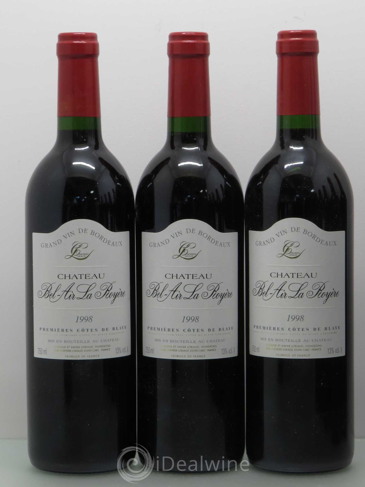 Bordeaux Château Bel-Air La Royere. Côtes de blaye 1998 - Posten von 12 Flaschen - 2
