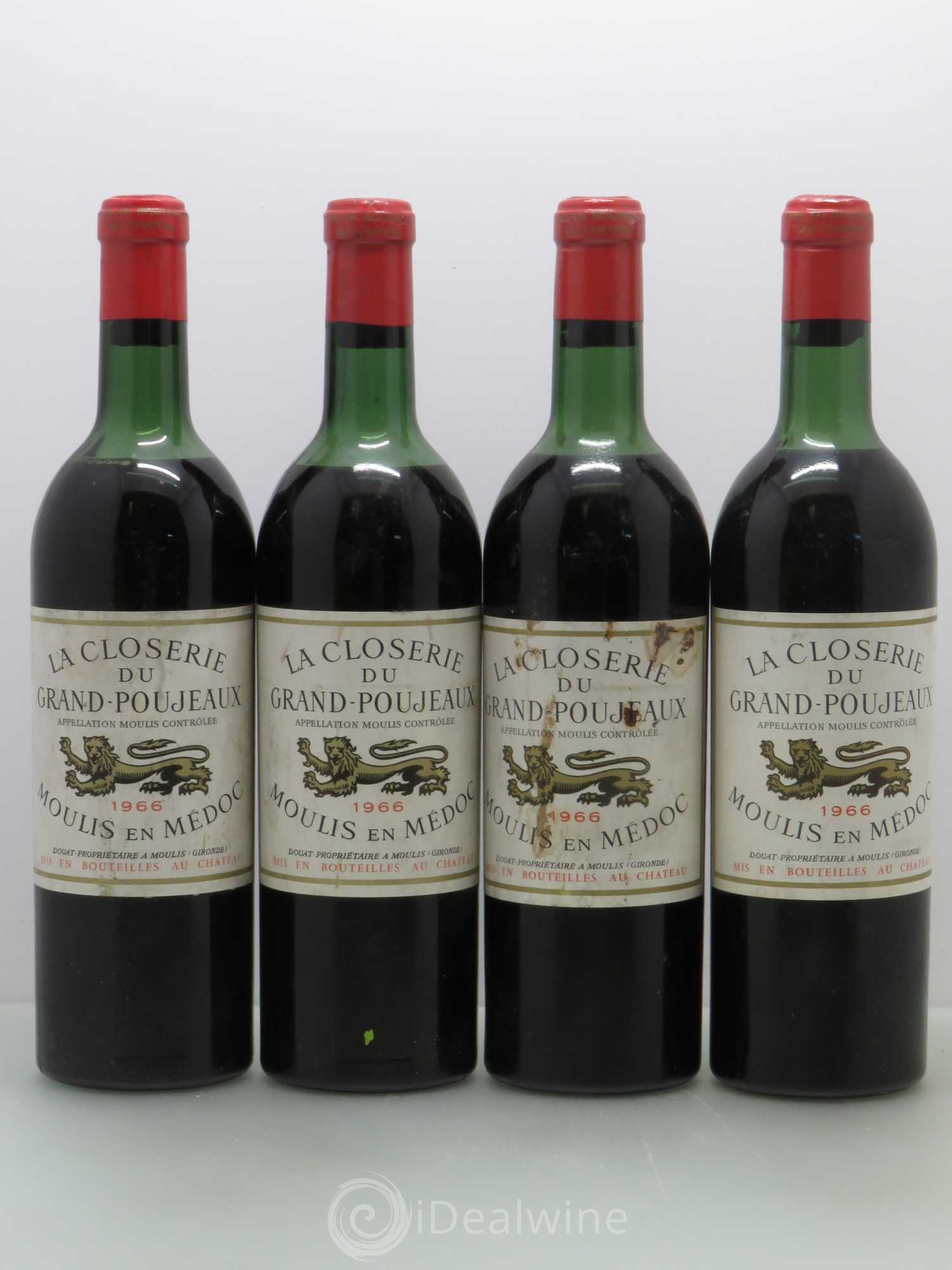 Bordeaux La Closerie du Grand Poujeaux Moulis en Médoc 1966 - Posten von 4 Flaschen - 0