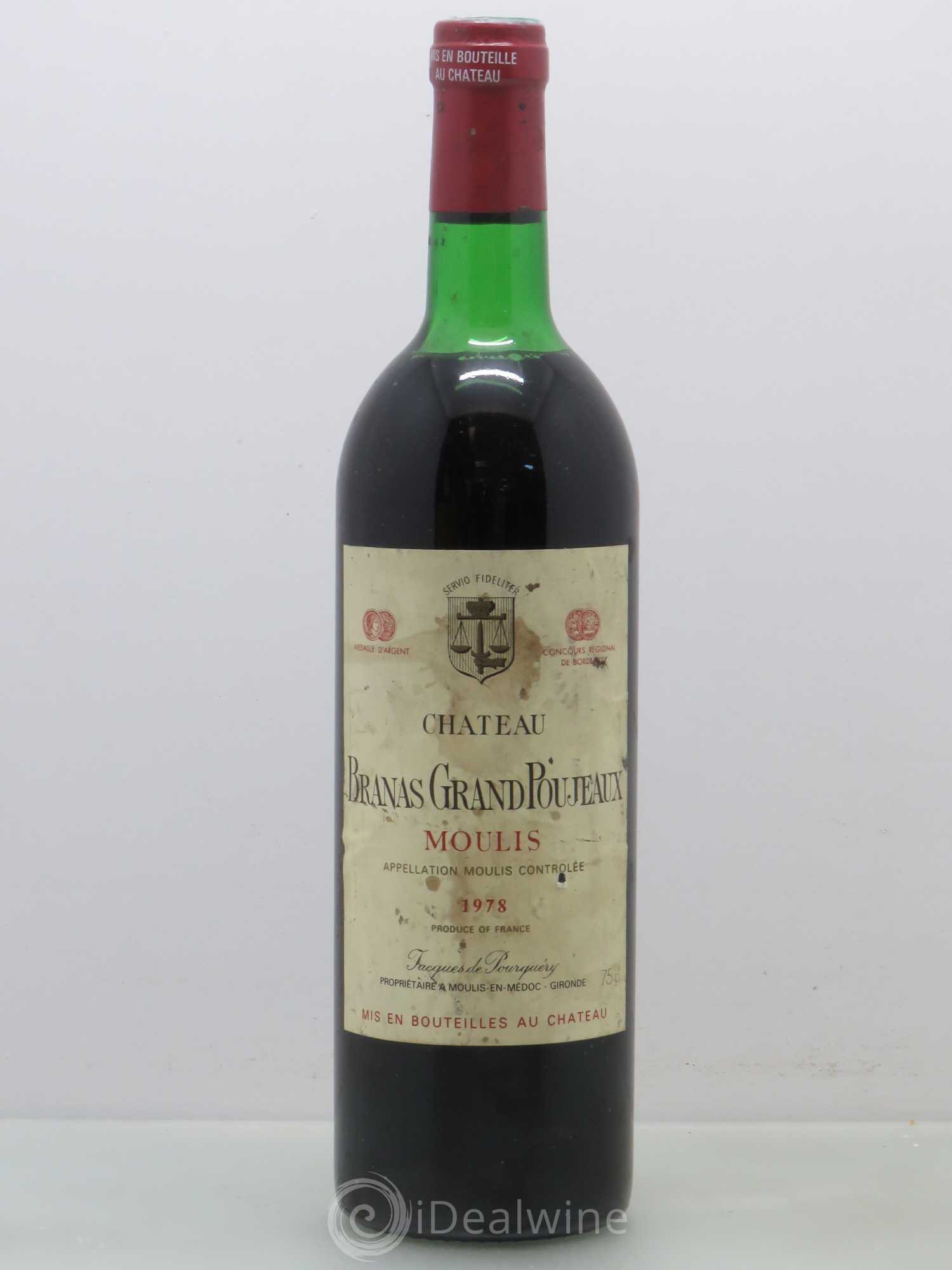Château Branas Grand Poujeaux Cru Bourgeois 1978 - Lot de 1 bouteille - 0