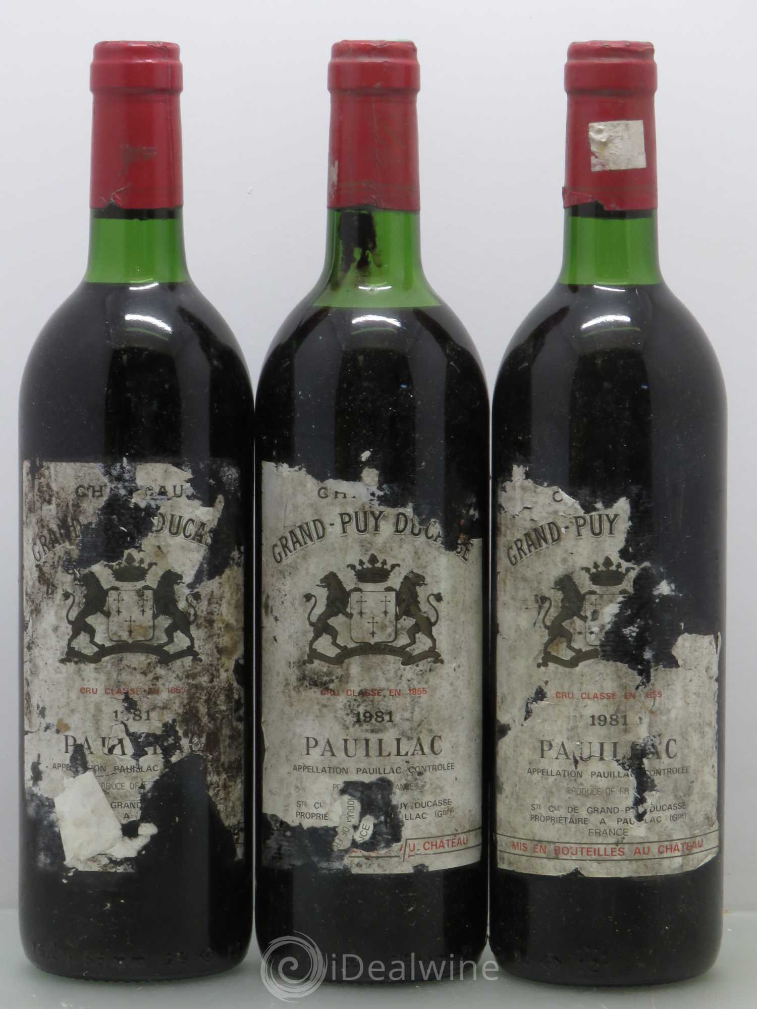 Château Grand Puy Ducasse 5ème Grand Cru Classé 1981 - Lot de 3 bouteilles - 0