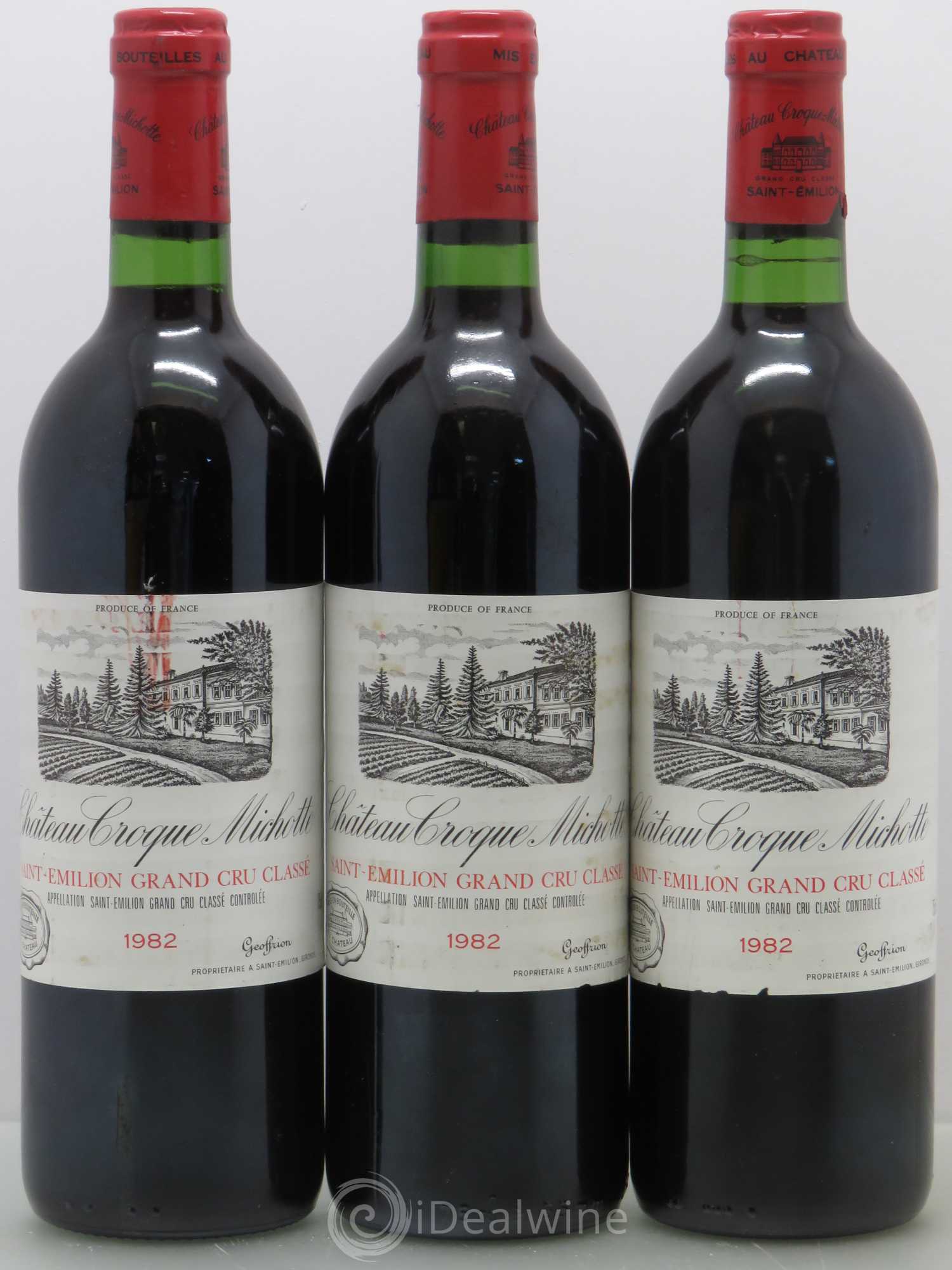 Château Croque Michotte 1982 - Lot de 3 bouteilles - 0