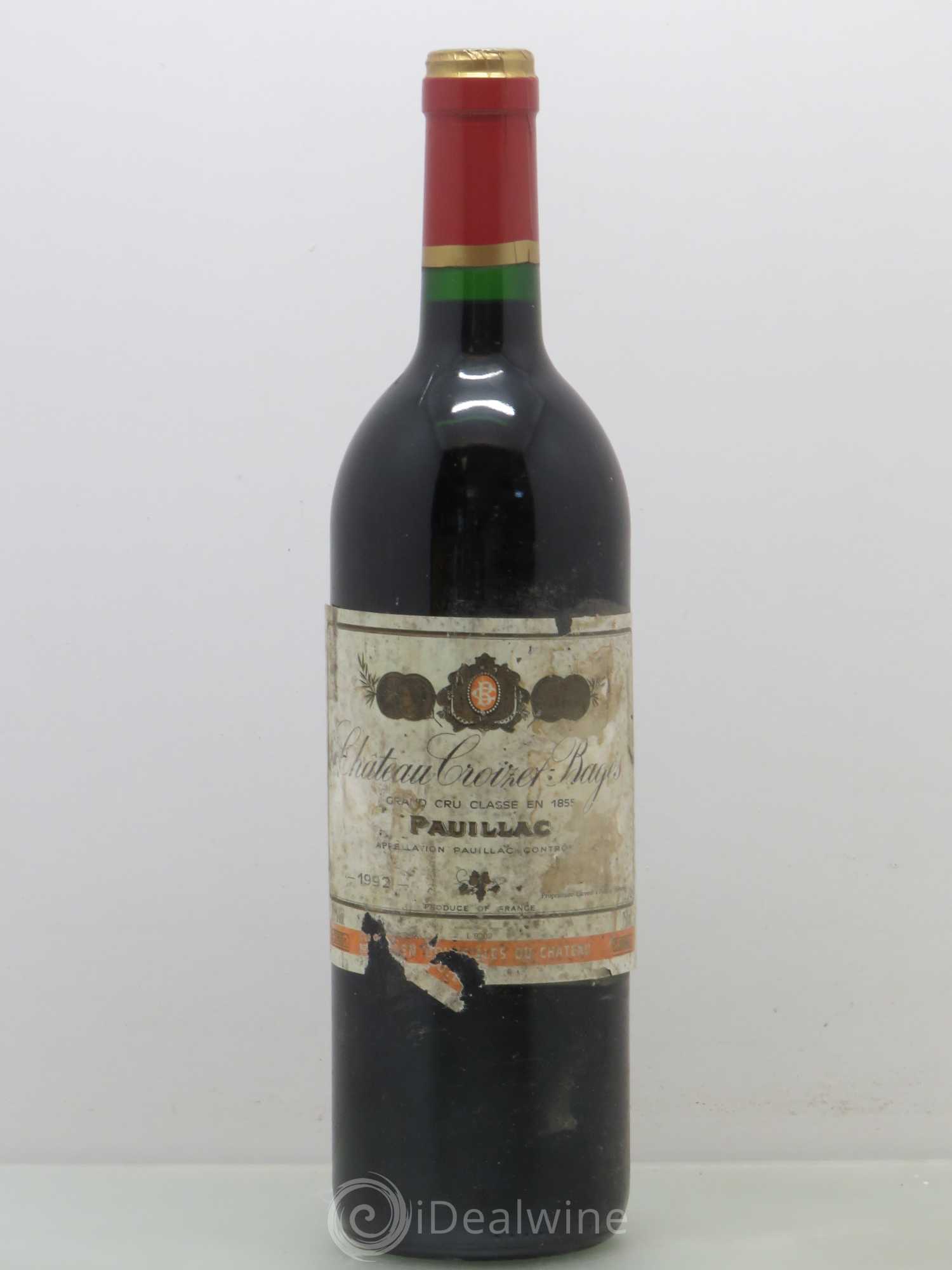 Château Croizet Bages 5ème Grand Cru Classé 1992 - Lot de 1 bouteille - 0