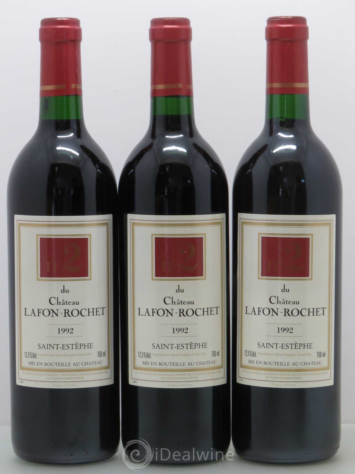 Saint-Estèphe N°2 du château Lafon Rochet 1992 - Posten von 6 Flaschen - 2