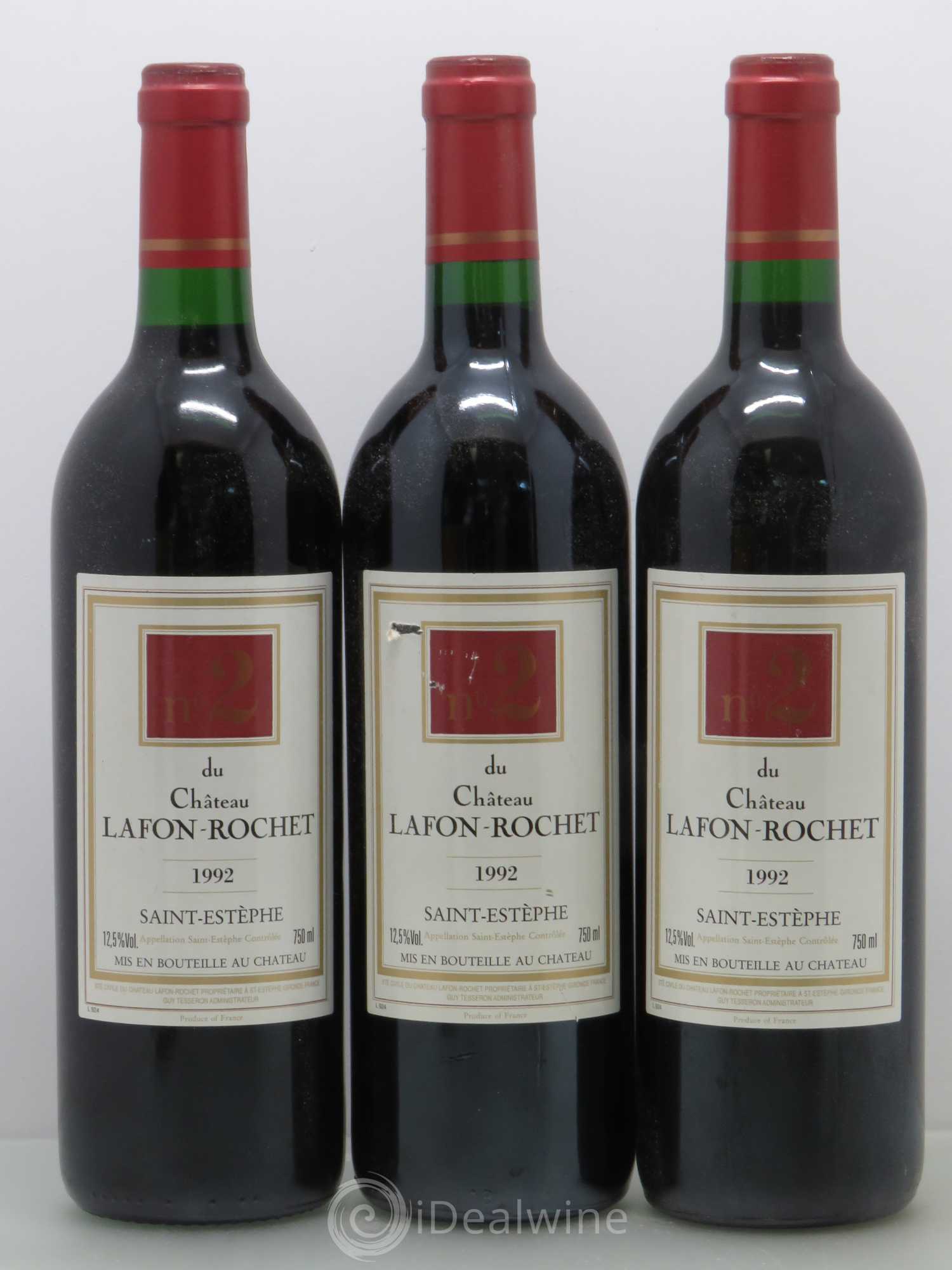 Saint-Estèphe N°2 du chateau Lafon Rochet 1992 - Lot de 6 bouteilles - 2