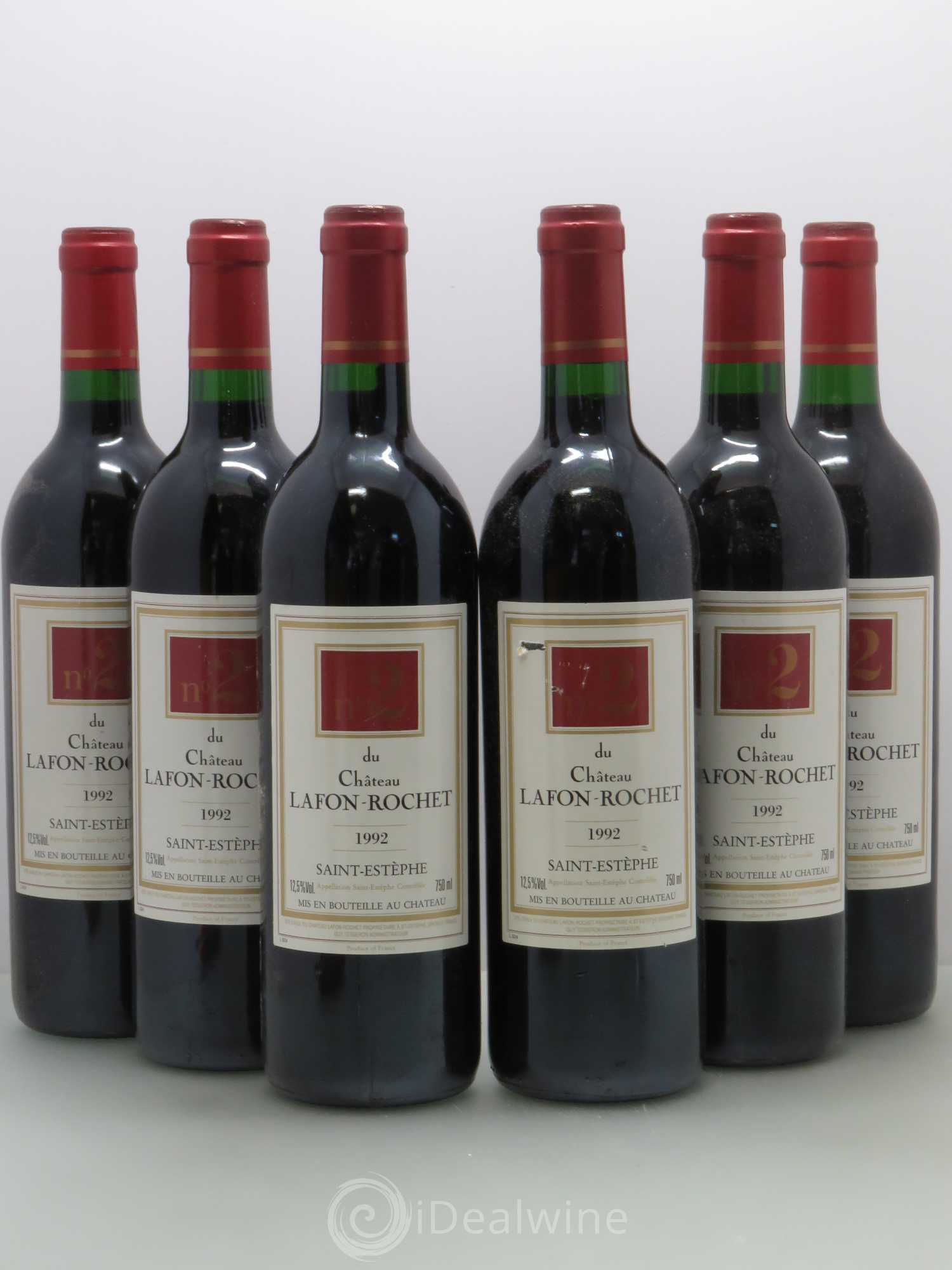 Saint-Estèphe N°2 du chateau Lafon Rochet 1992 - Lot de 6 bouteilles - 0