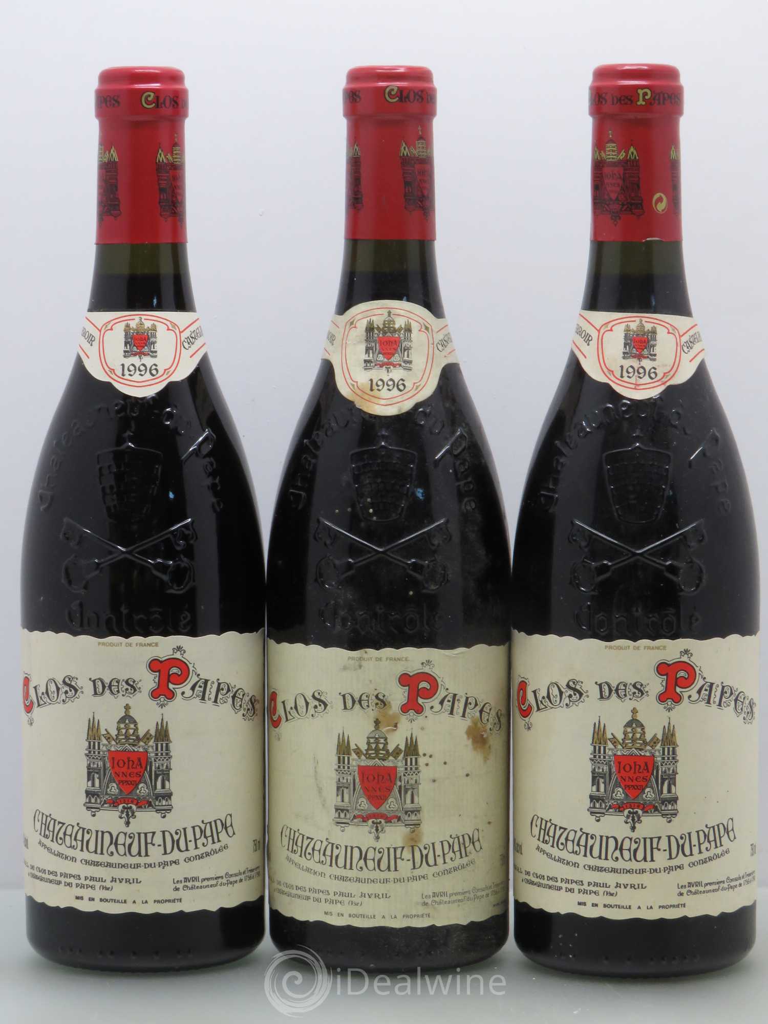 Châteauneuf-du-Pape Clos des Papes - Paul Avril 1996 - Lot de 3 bouteilles - 0