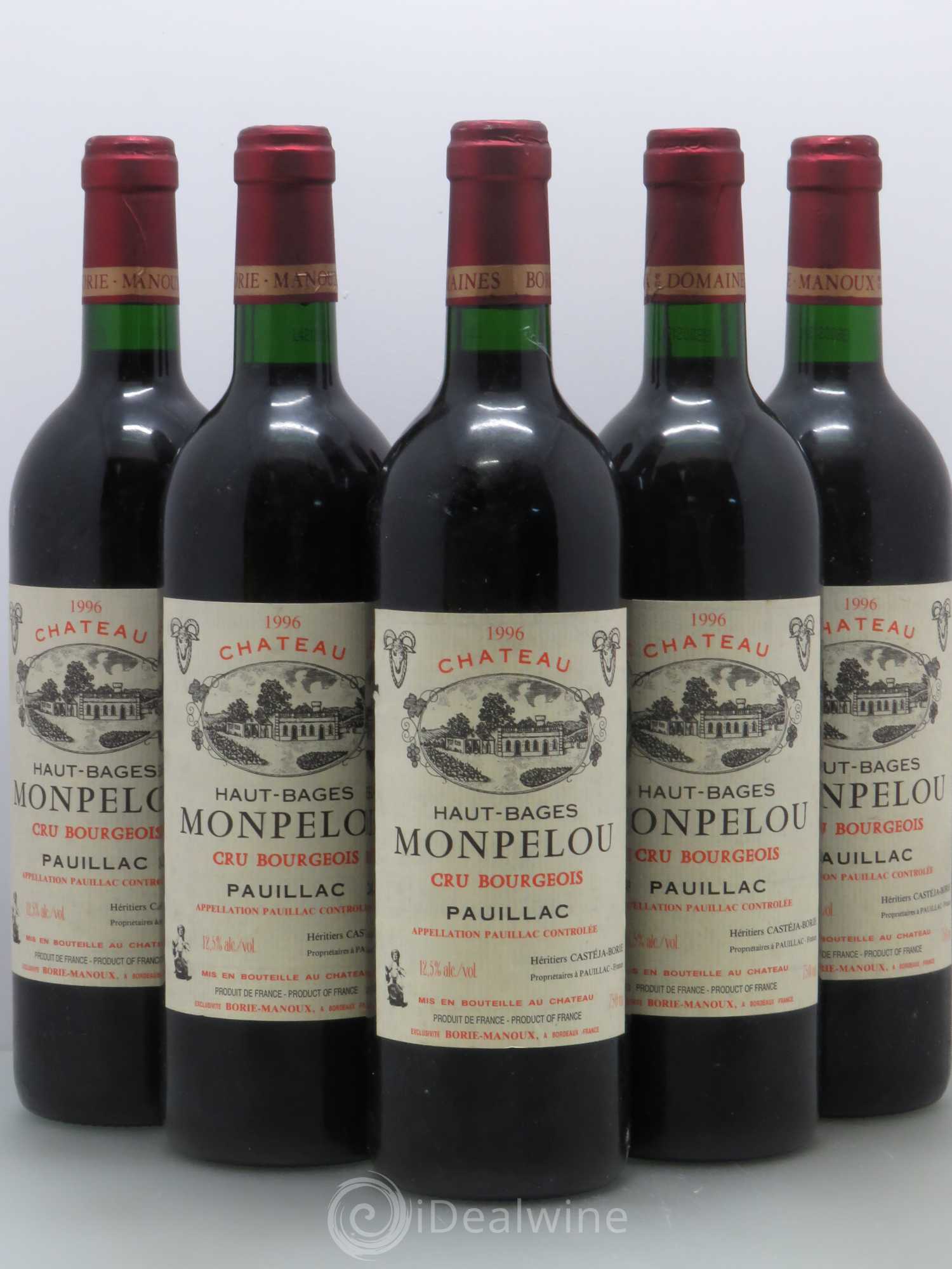 Château Haut Bages Monpelou Cru Bourgeois 1996 - Lot de 5 bouteilles - 0