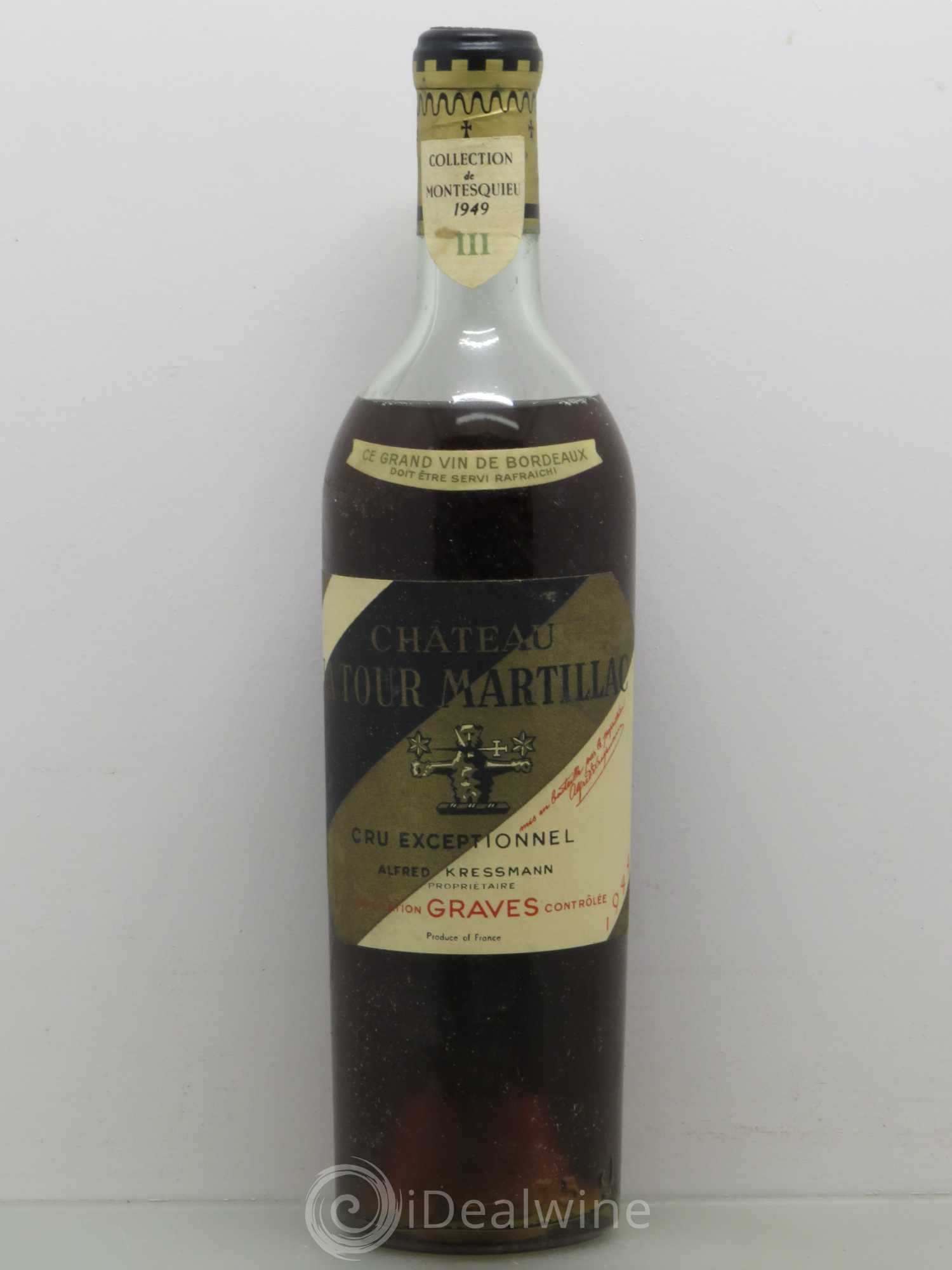 Château Latour-Martillac Cru Classé de Graves 1944 - Posten von 1 Flasche - 0