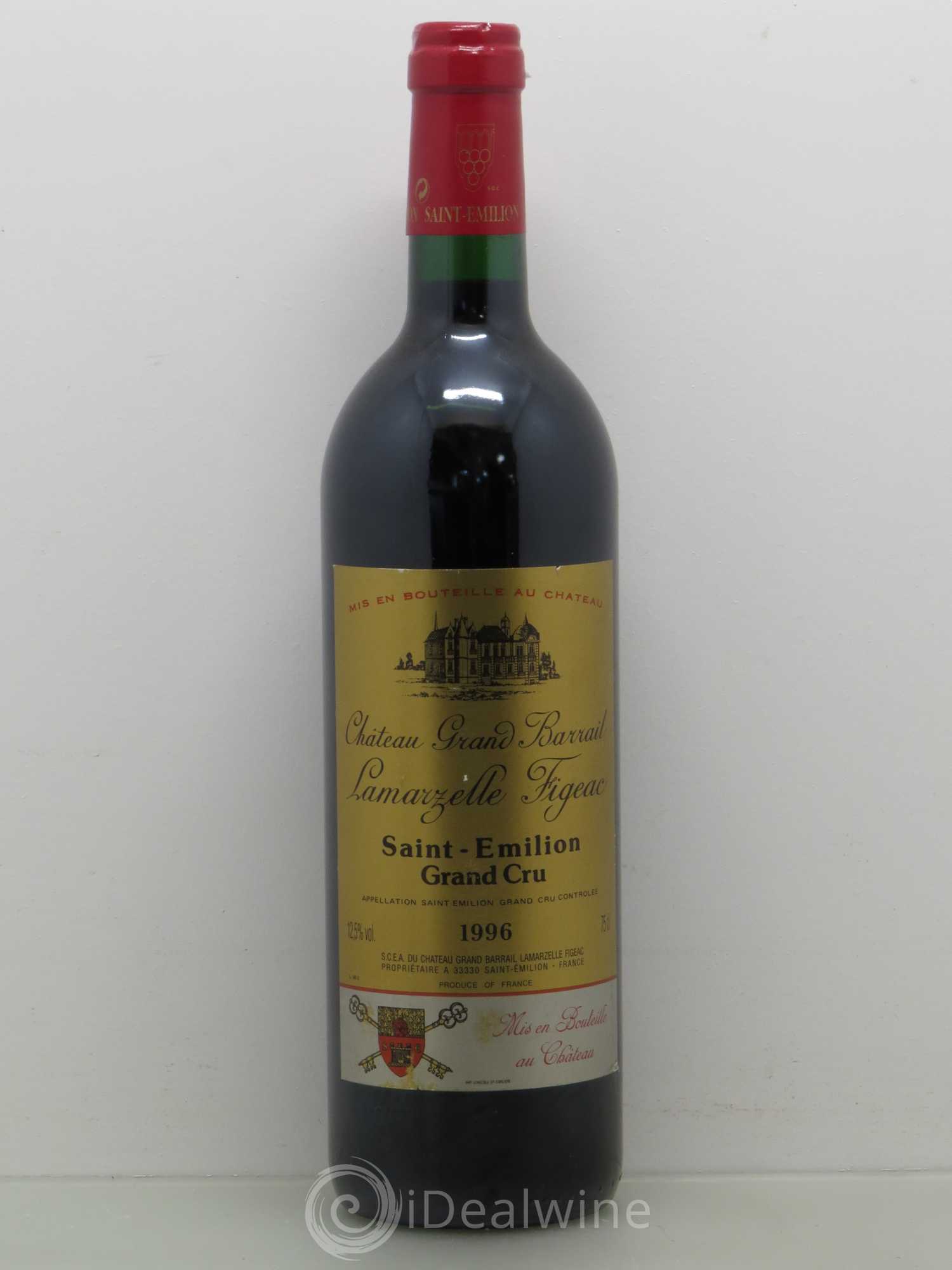 Château Grand Barrail Lamarzelle Figeac Grand Cru Classé 1996 - Lot de 1 bouteille - 0