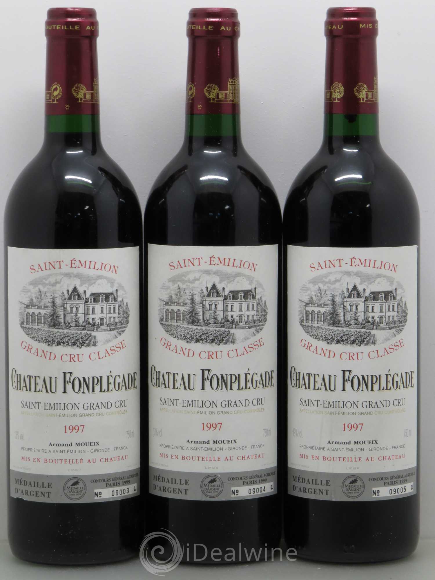 Château Fonplegade Grand Cru Classé 1997 - Lot de 3 bouteilles - 0