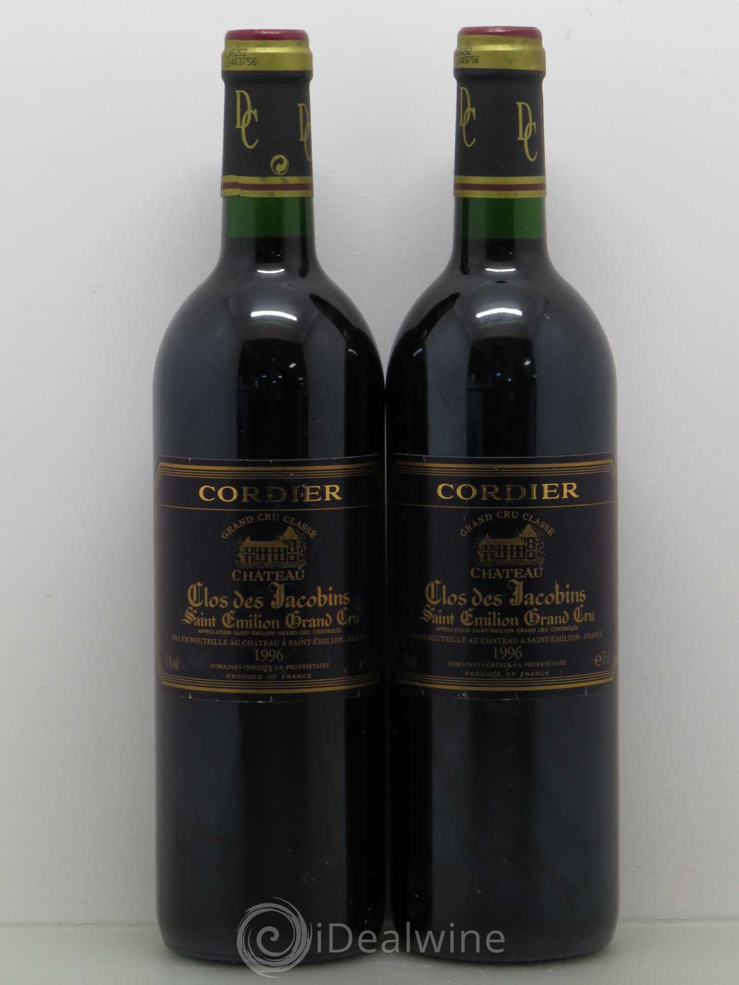 Château Clos des Jacobins Grand Cru Classé 1996 - Lot de 2 bouteilles - 0