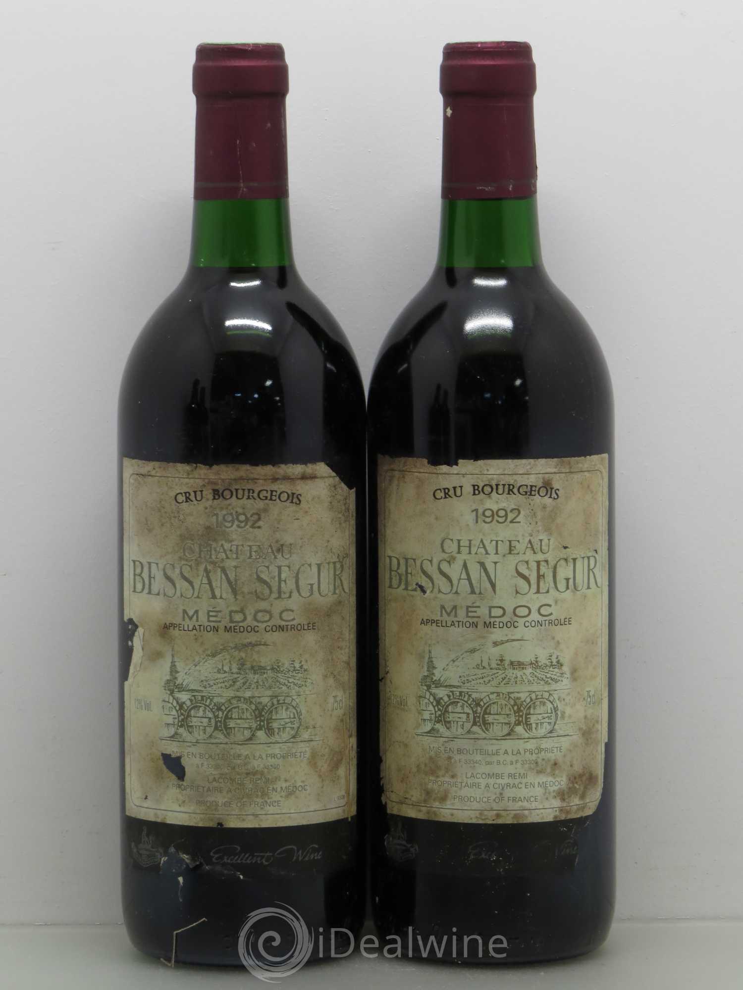 Médoc Château Bessan Segur 1992 - Lot of 4 bottles - 1