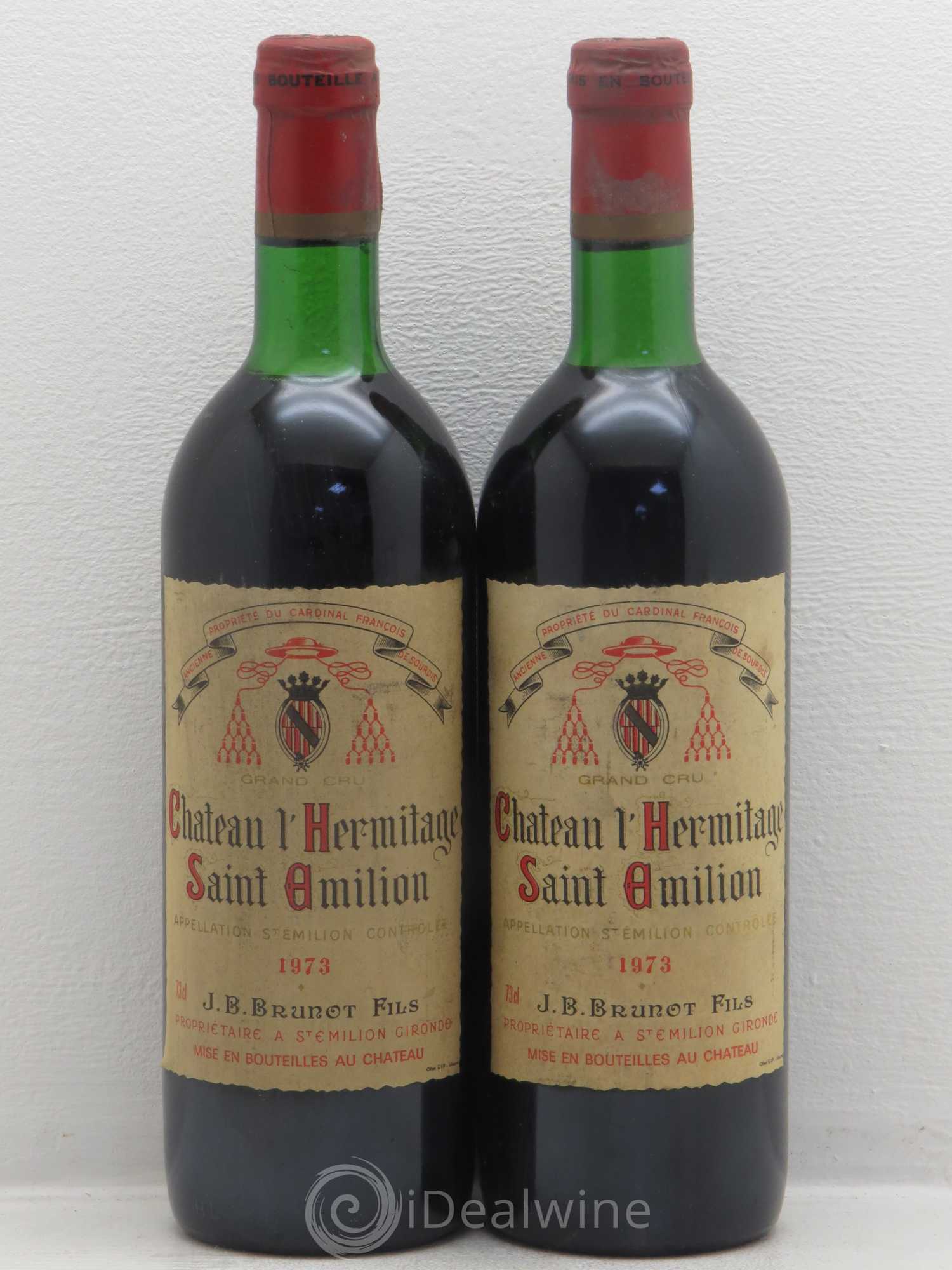 Saint-Émilion Château l'Hermitage Brunot et Fils 1973 - Lot de 2 bouteilles - 0