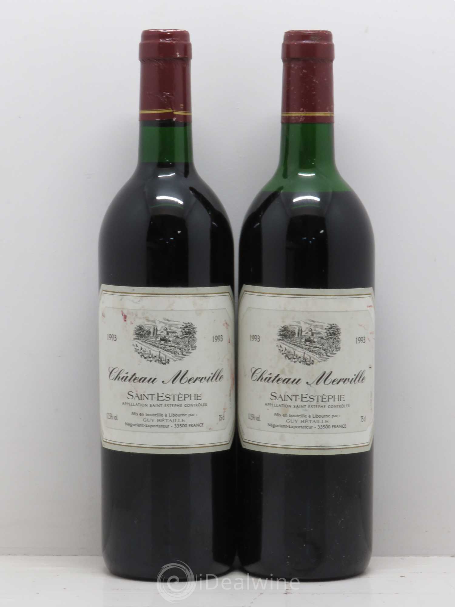 Saint-Estèphe Château Merville 1993 - Lot de 2 bouteilles - 0
