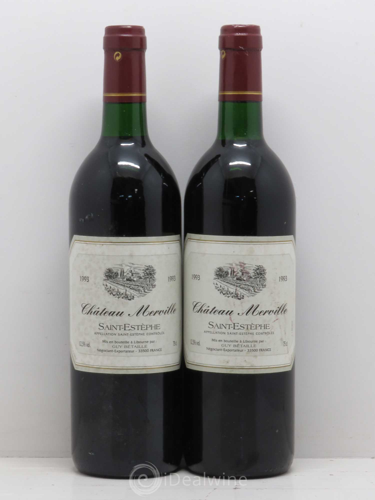 Saint-Estèphe Château Merville 1993 - Lot de 2 bouteilles - 0