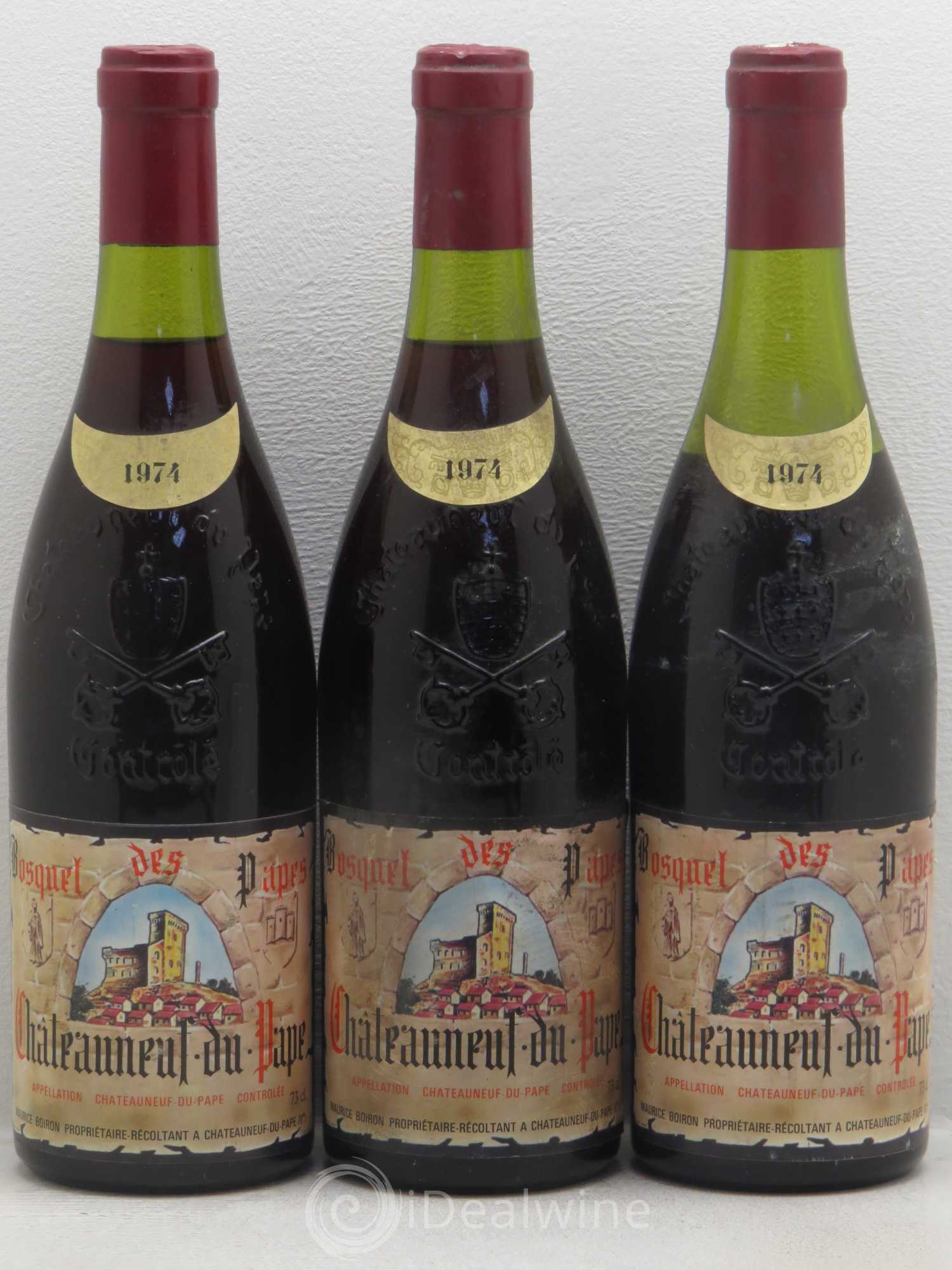 Châteauneuf-du-Pape Bosquet Des Papes Maurice Boiron 1974 - Posten von 3 Flaschen - 0