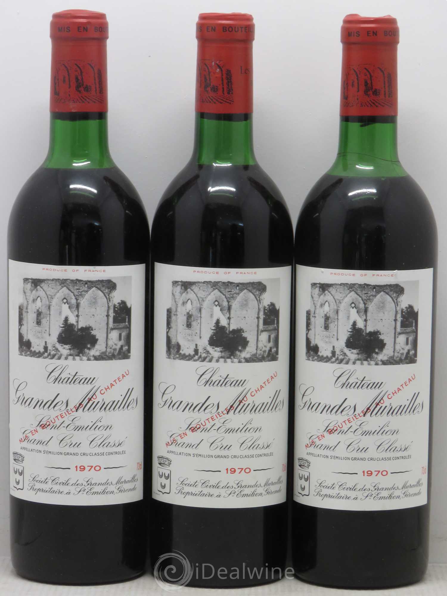 Château les Grandes Murailles Grand Cru Classé 1970 - Lot de 3 bouteilles - 0