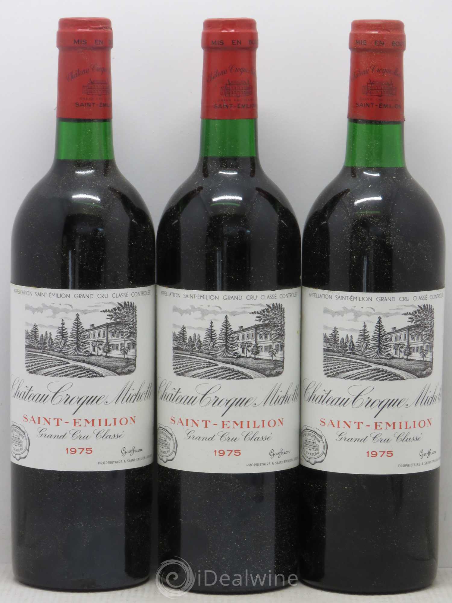 Château Croque Michotte 1975 - Lot de 3 bouteilles - 0