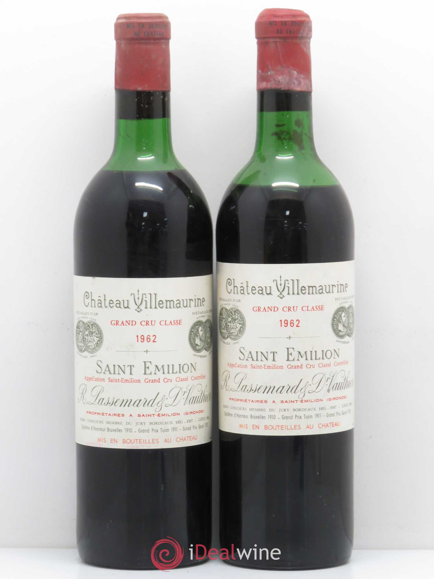 Château Villemaurine Grand Cru Classé 1962 - Lot de 2 bouteilles - 0