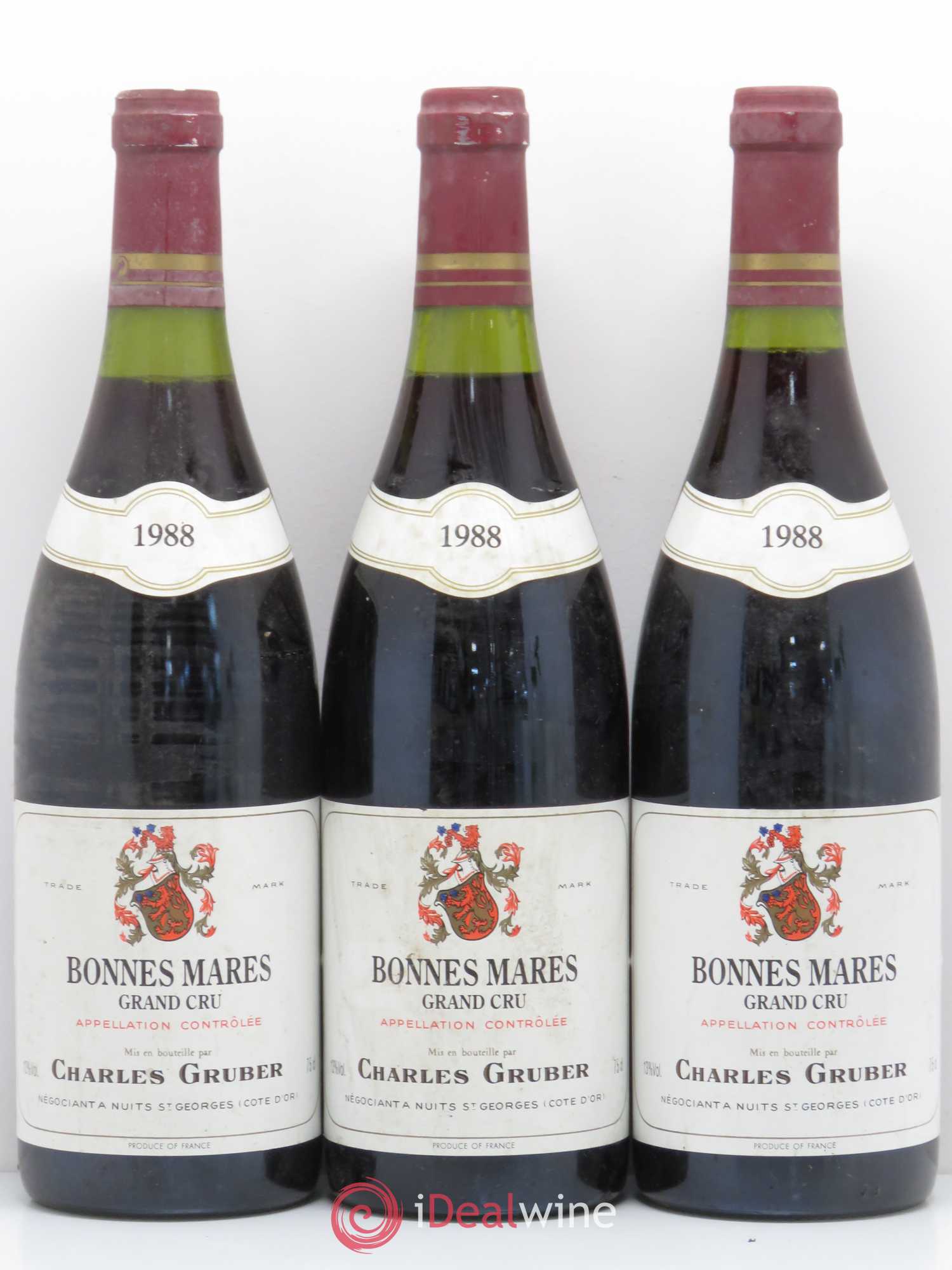 Bonnes-Mares Grand Cru Charles Gruber 1988 - Lot de 3 bouteilles - 0