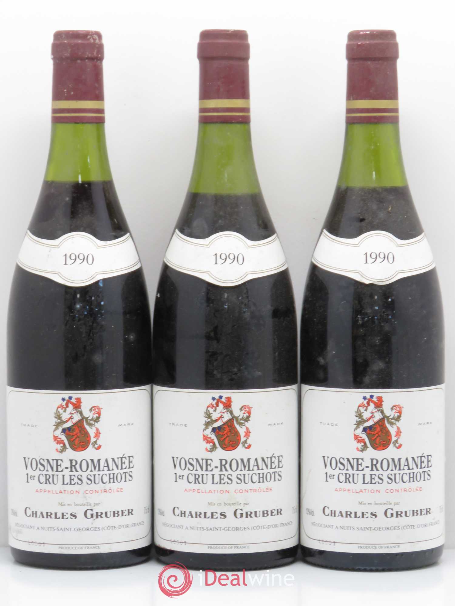 Vosne-Romanée 1er Cru Les Suchots Charles Gruber 1990 - Posten von 3 Flaschen - 0