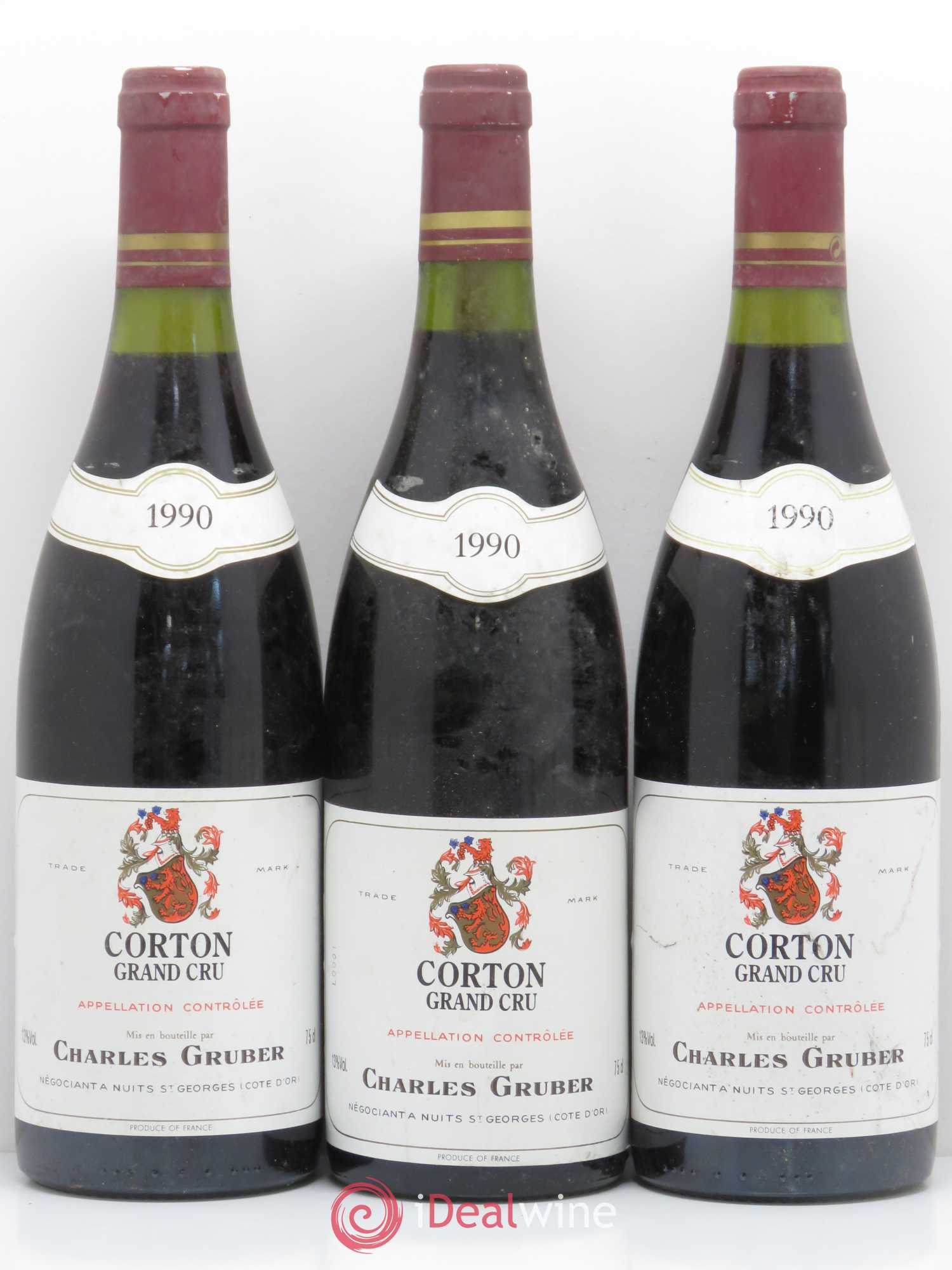 Corton Grand Cru Charles Gruber 1990 - Lot de 3 bouteilles - 0
