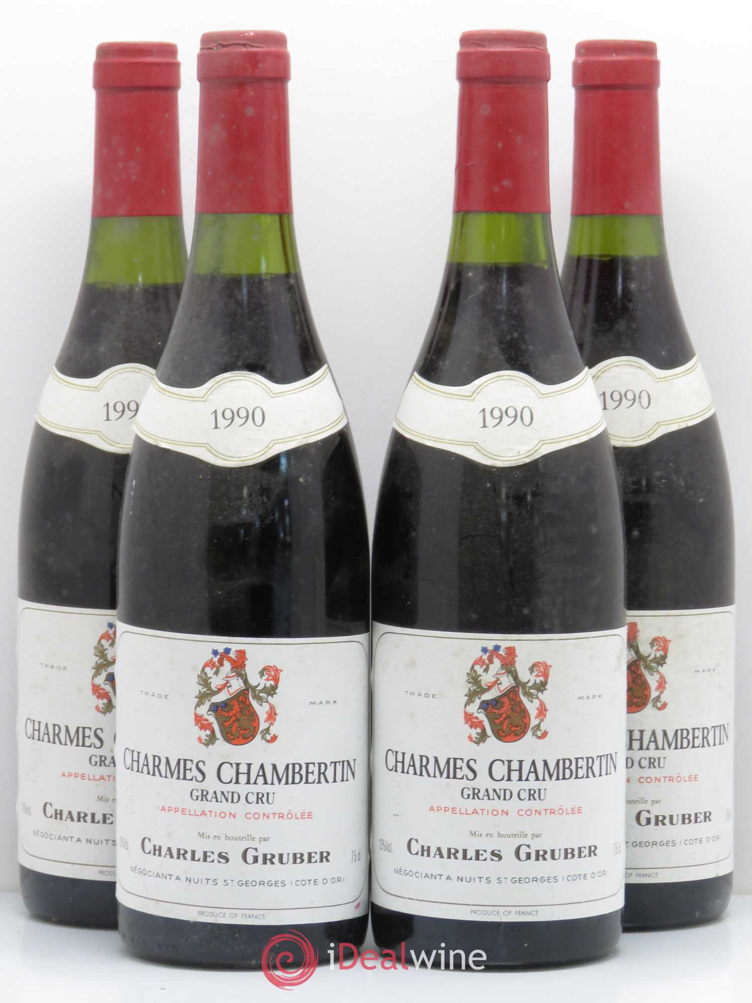 Charmes-Chambertin Grand Cru Charles Gruber 1990 - Lot de 4 bouteilles - 0