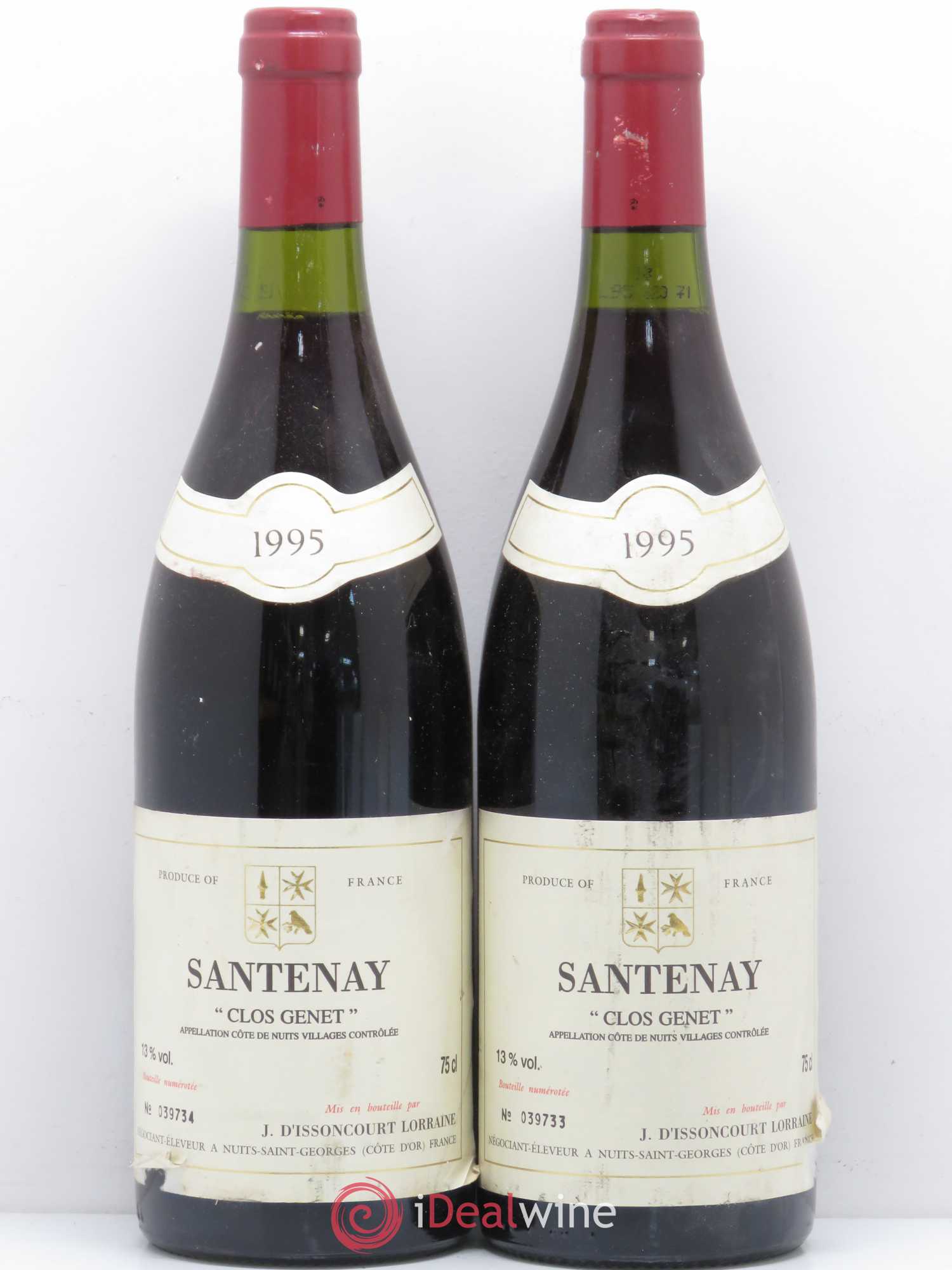 Santenay Clos Genet J. d'Issoncourt Lorraine 1995 - Posten von 2 Flaschen - 0
