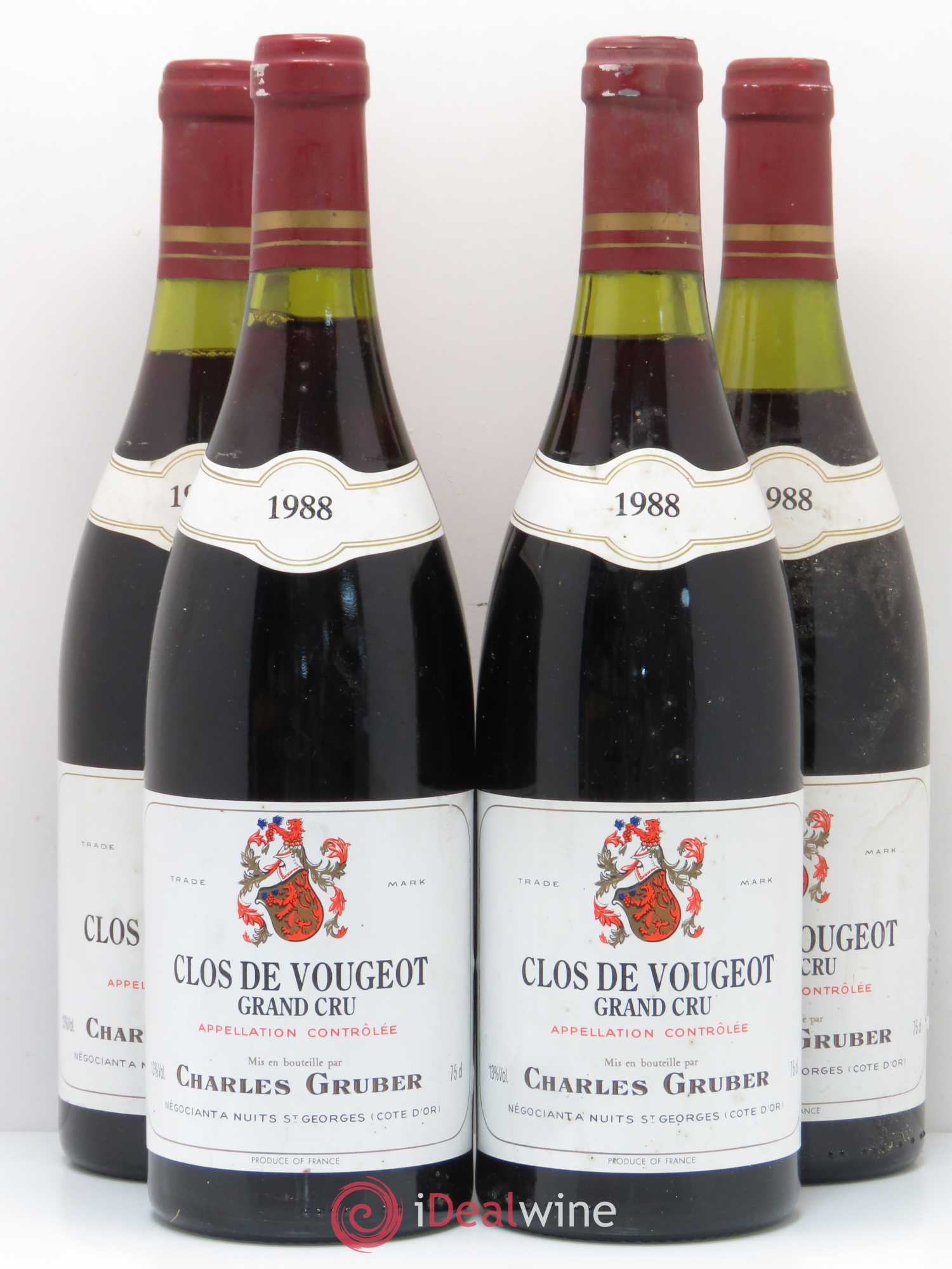 Clos de Vougeot Grand Cru Charles Gruber 1988 - Lot de 4 bouteilles - 0