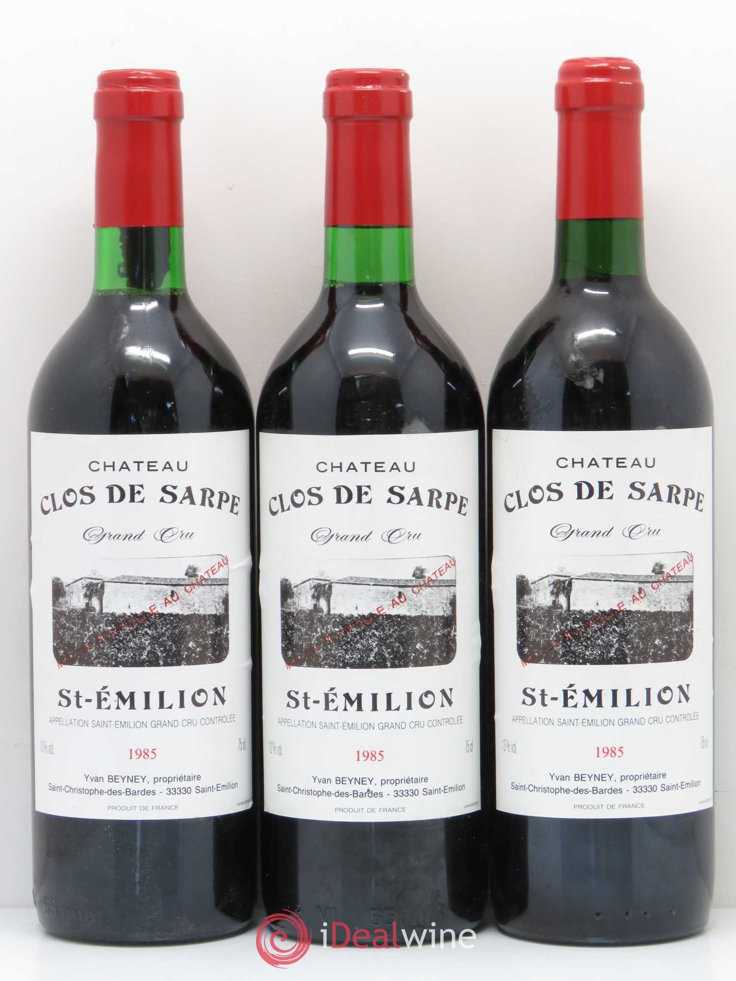 Clos de Sarpe Grand Cru Classé 1985 - Lot de 3 bouteilles - 0