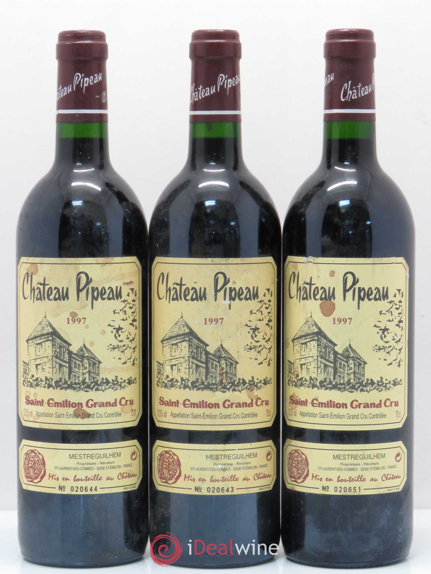 Château Pipeau 1997 - Lot de 3 bouteilles - 0