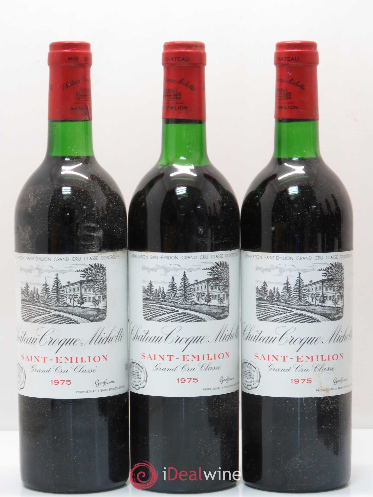 Château Croque Michotte 1975 - Lot de 3 bouteilles - 0