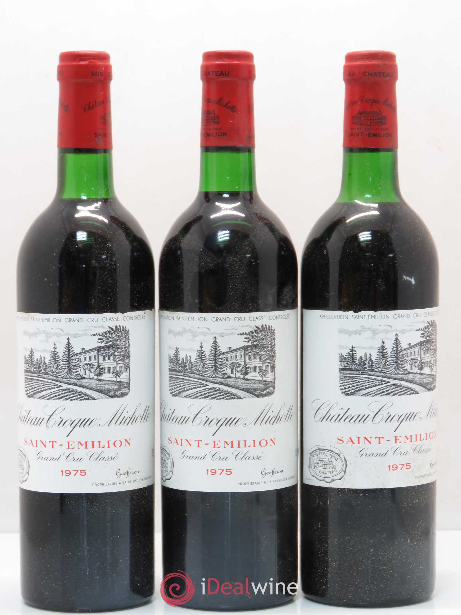 Château Croque Michotte 1975 - Lot de 3 bouteilles - 0