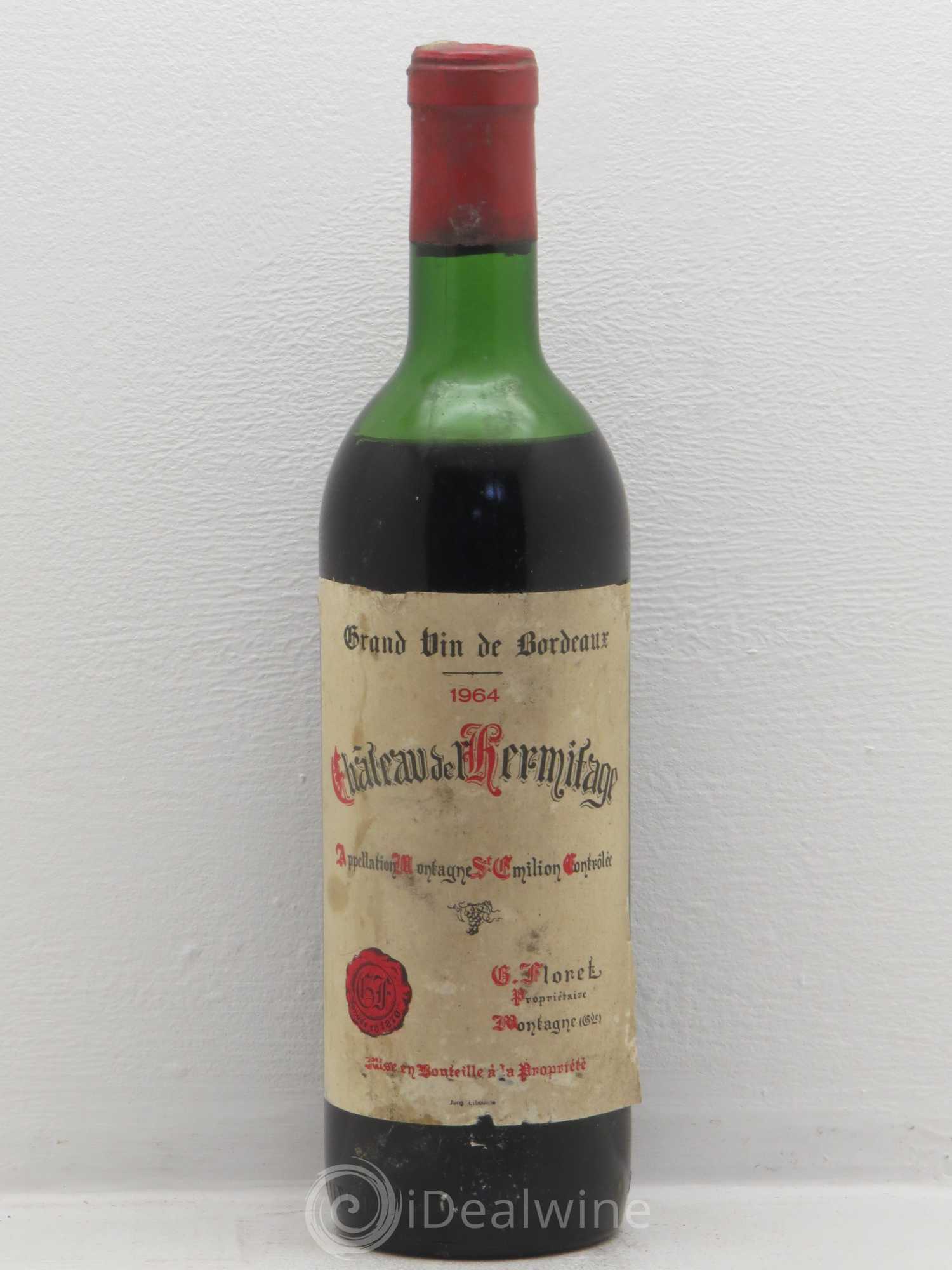 Saint-Émilion Château l'Hermitage Propriétaire Floret 1964 - Posten von 1 Flasche - 0