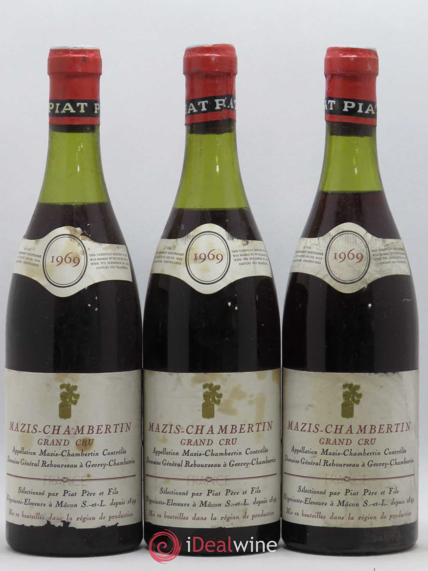 Mazis-Chambertin Grand Cru Domaine Piat 1969 - Lot de 3 bouteilles - 0
