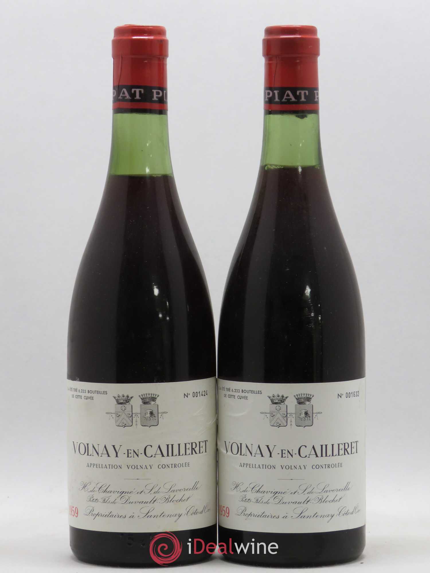 Volnay 1er Cru En Caillerets Domaine Piat 1959 - Posten von 2 Flaschen - 0