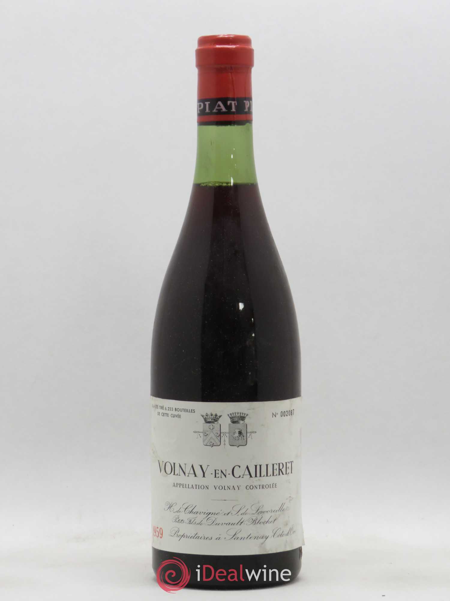 Volnay 1er Cru En Caillerets Domaine Piat 1959 - Posten von 1 Flasche - 0
