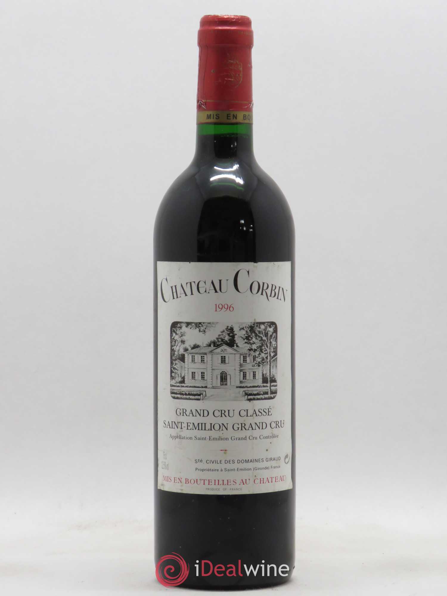 Château Corbin Grand Cru Classé 1996 - Lot de 1 bouteille - 0