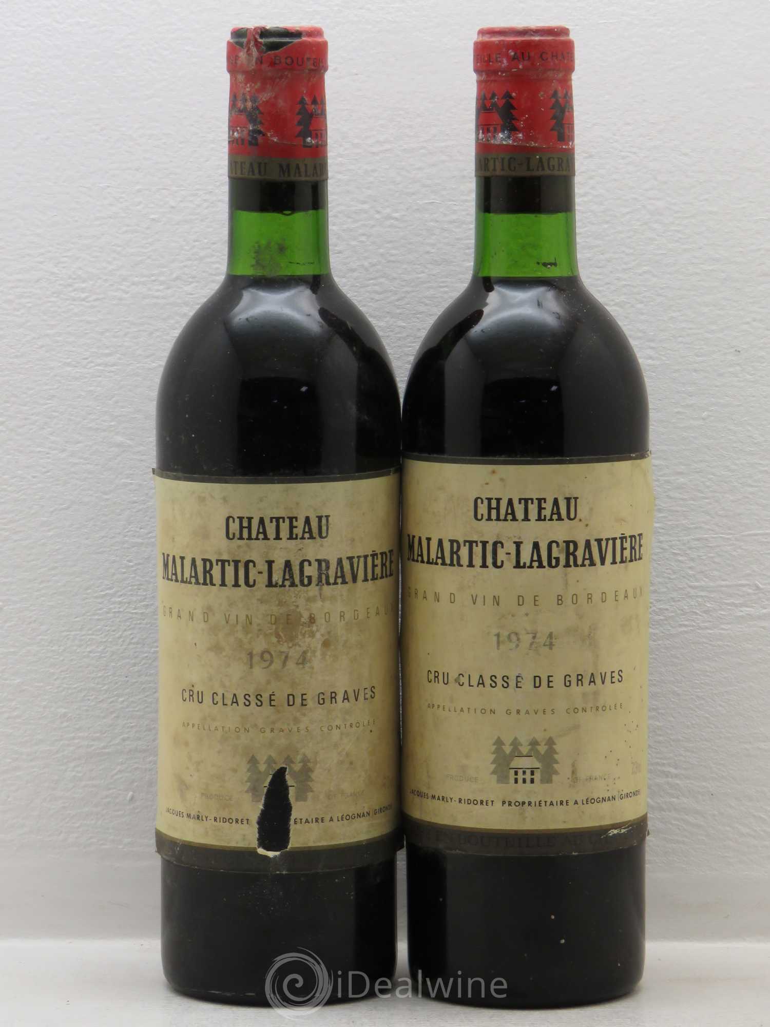 Château Malartic-Lagravière Cru Classé de Graves 1974 - Lot de 2 bouteilles - 0