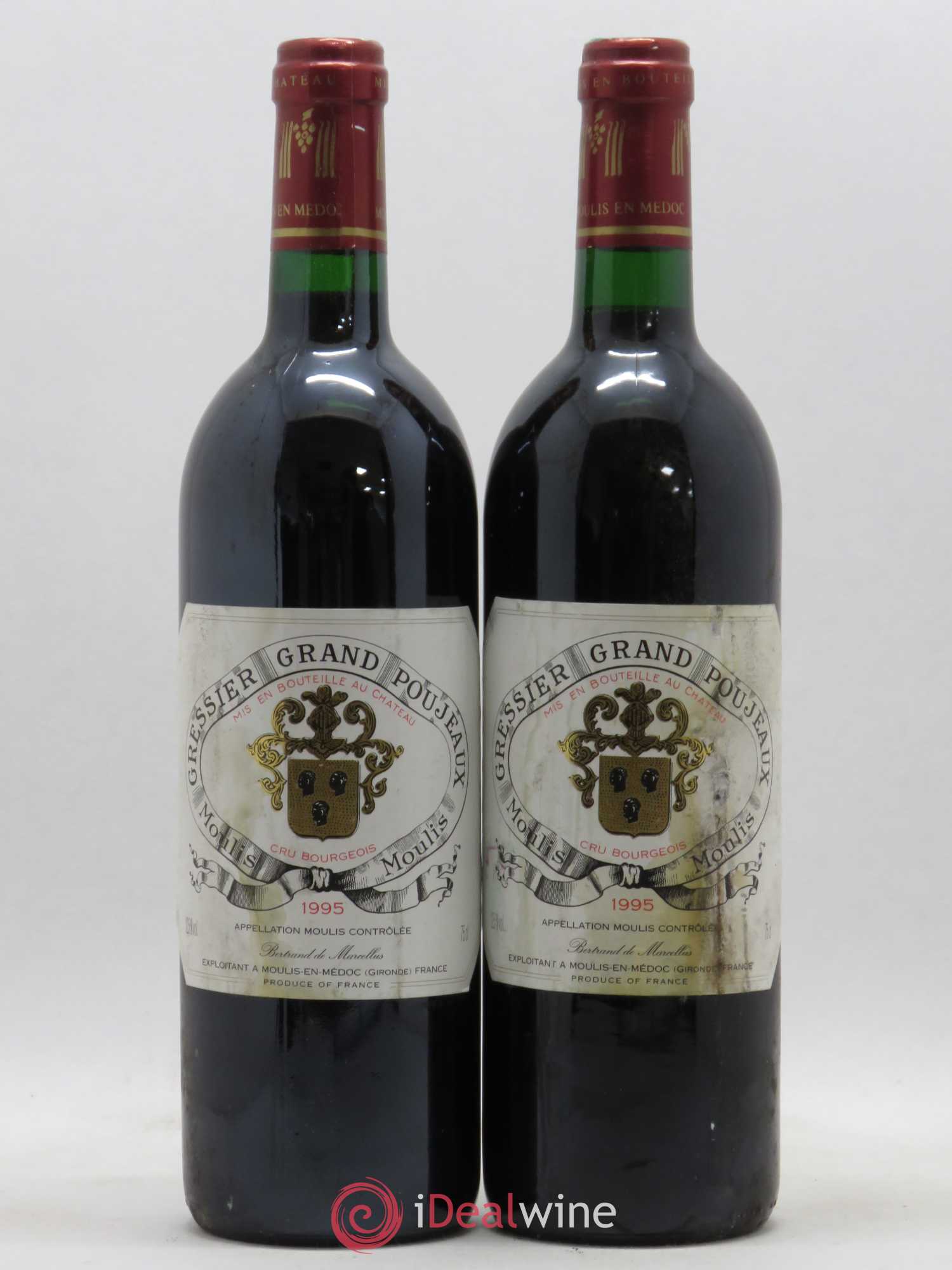 Château Gressier Grand Poujeaux Cru Bourgeois 1995 - Lot de 2 bouteilles - 0