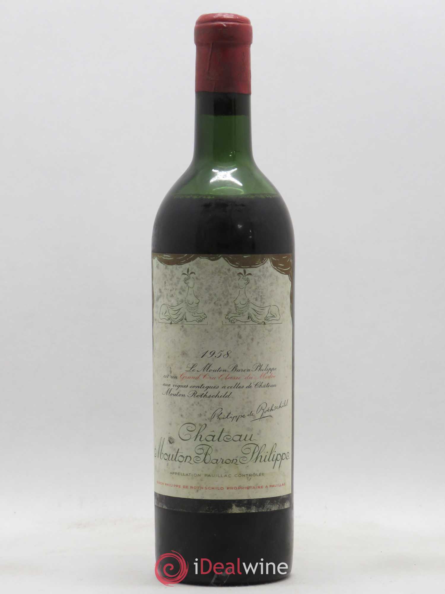 Château d' Armailhac - Mouton Baron(ne) Philippe 5ème Grand Cru Classé (sans prix de réserve) 1958 - Lot de 1 bouteille - 0