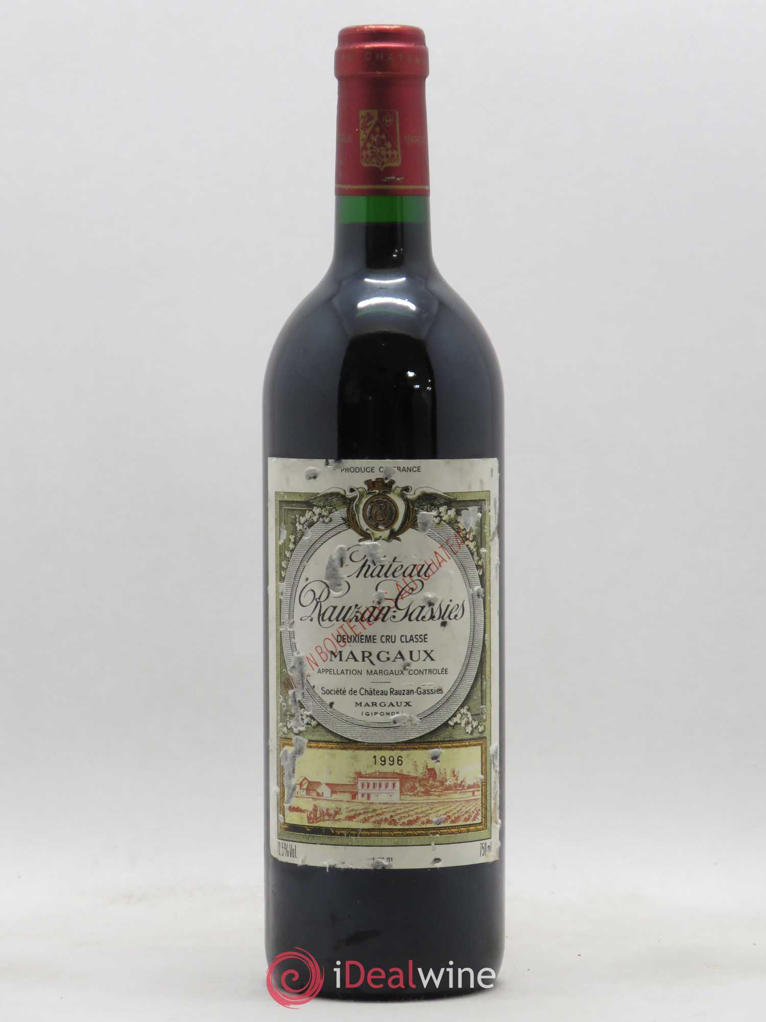 Château Rauzan-Gassies 2ème Grand Cru Classé 1996 - Lot de 1 bouteille - 0