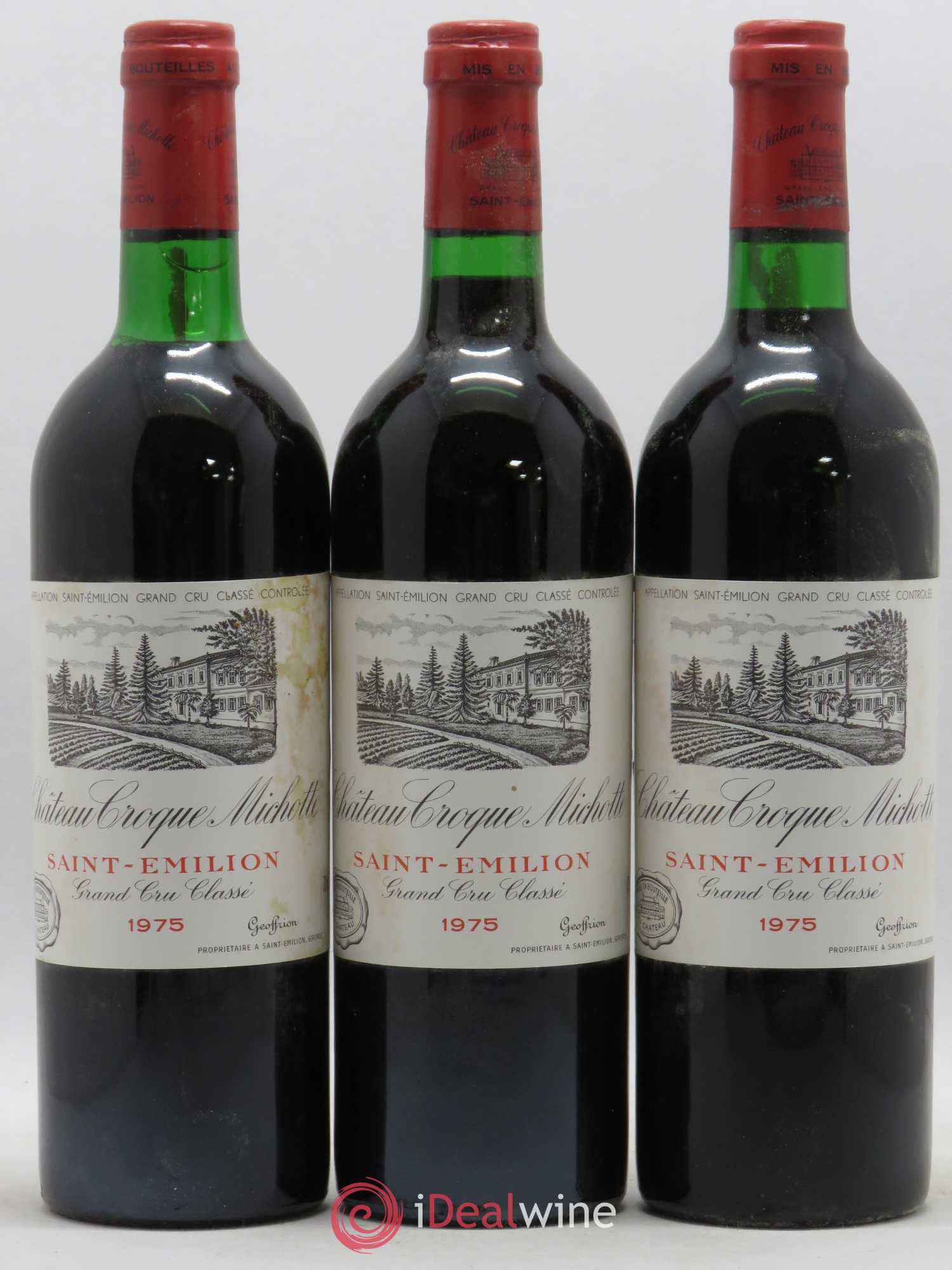 Château Croque Michotte 1975 - Lot de 3 bouteilles - 0