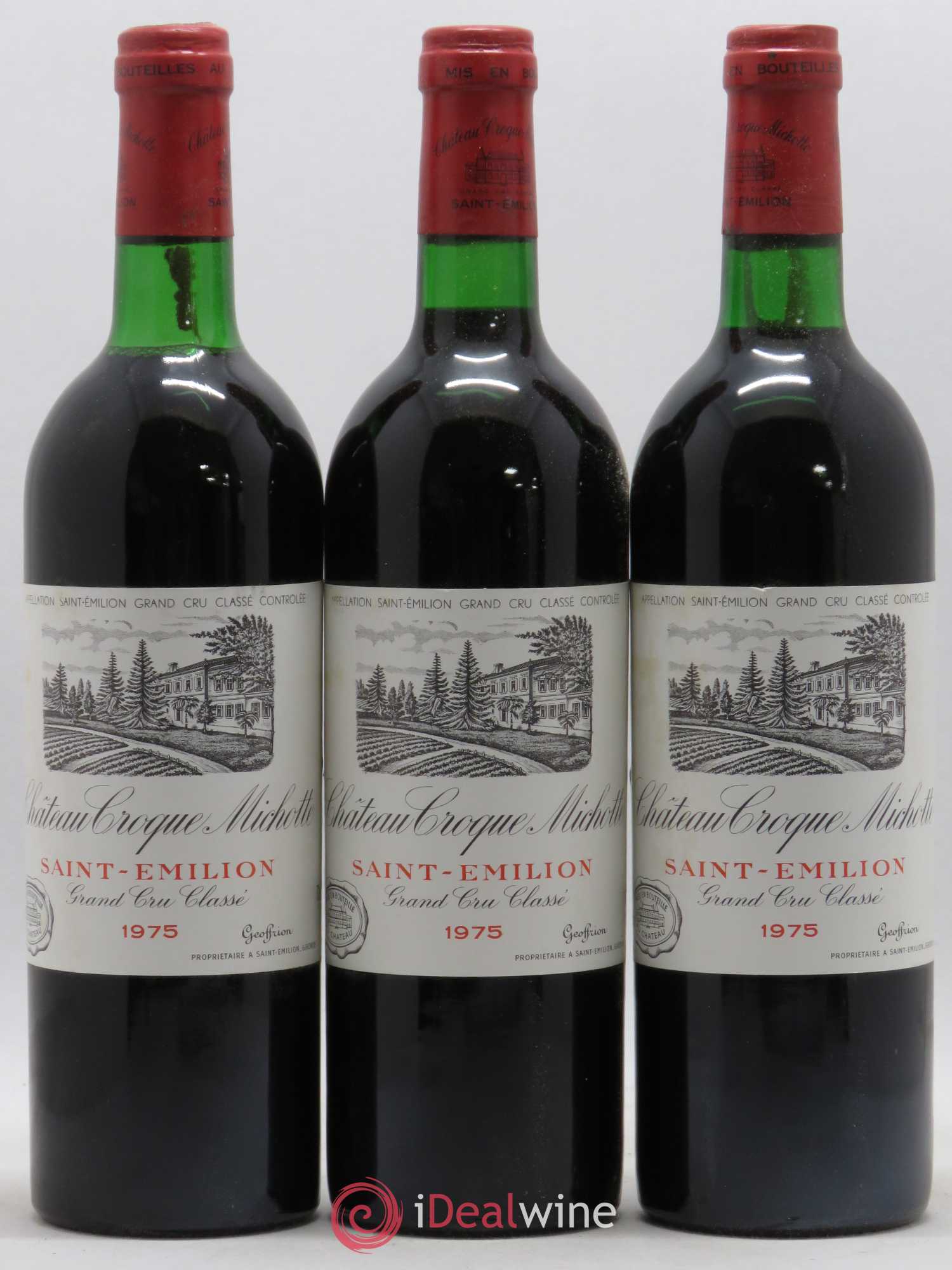 Château Croque Michotte 1975 - Lot de 3 bouteilles - 0