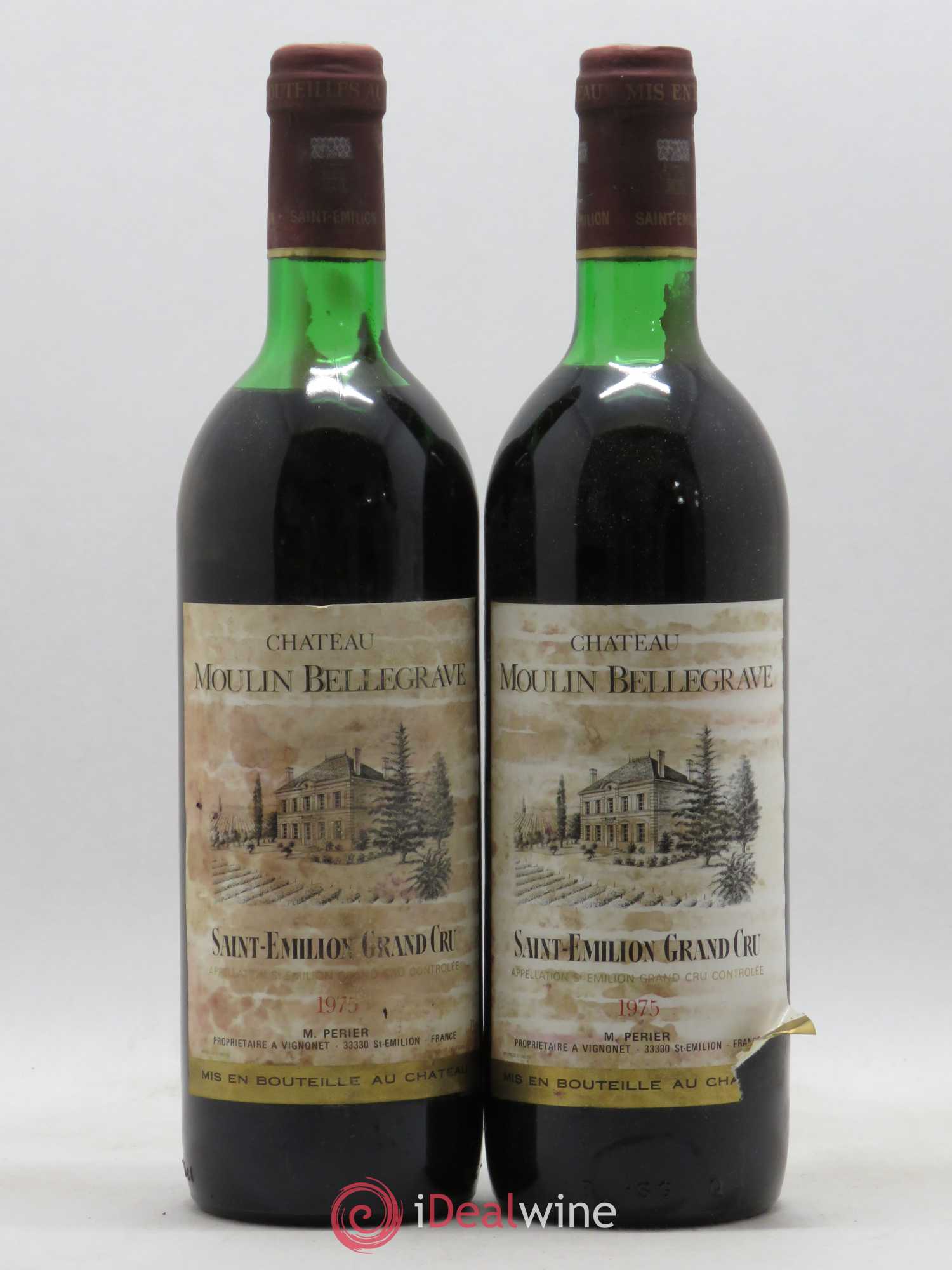 Saint-Émilion Grand Cru Château Moulin Bellegrave 1975 - Posten von 2 Flaschen - 0