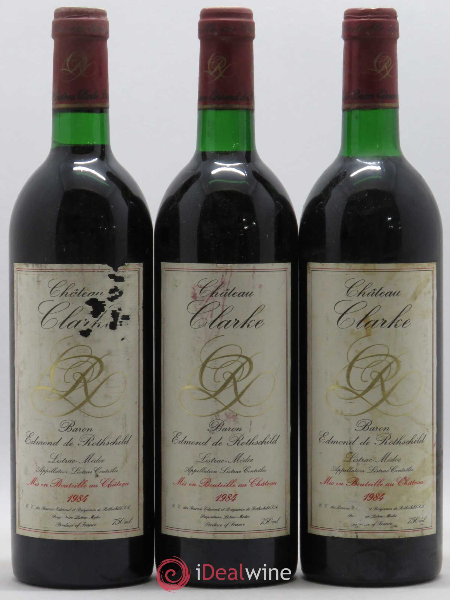 Château Clarke 1984 - Lot de 3 bouteilles - 0