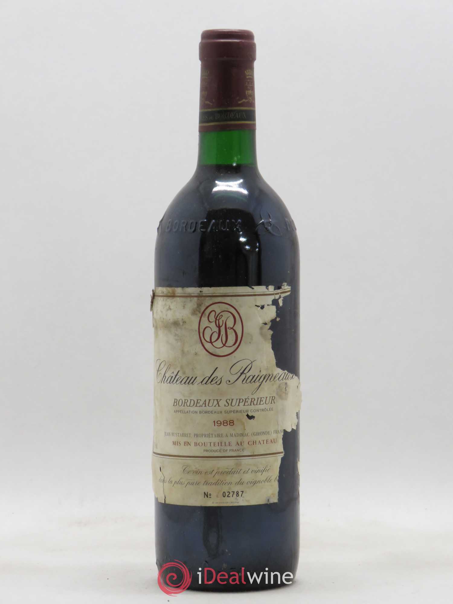 Bordeaux Château des Raigneaux (sans prix de réserve) 1988 - Posten von 1 Flasche - 0