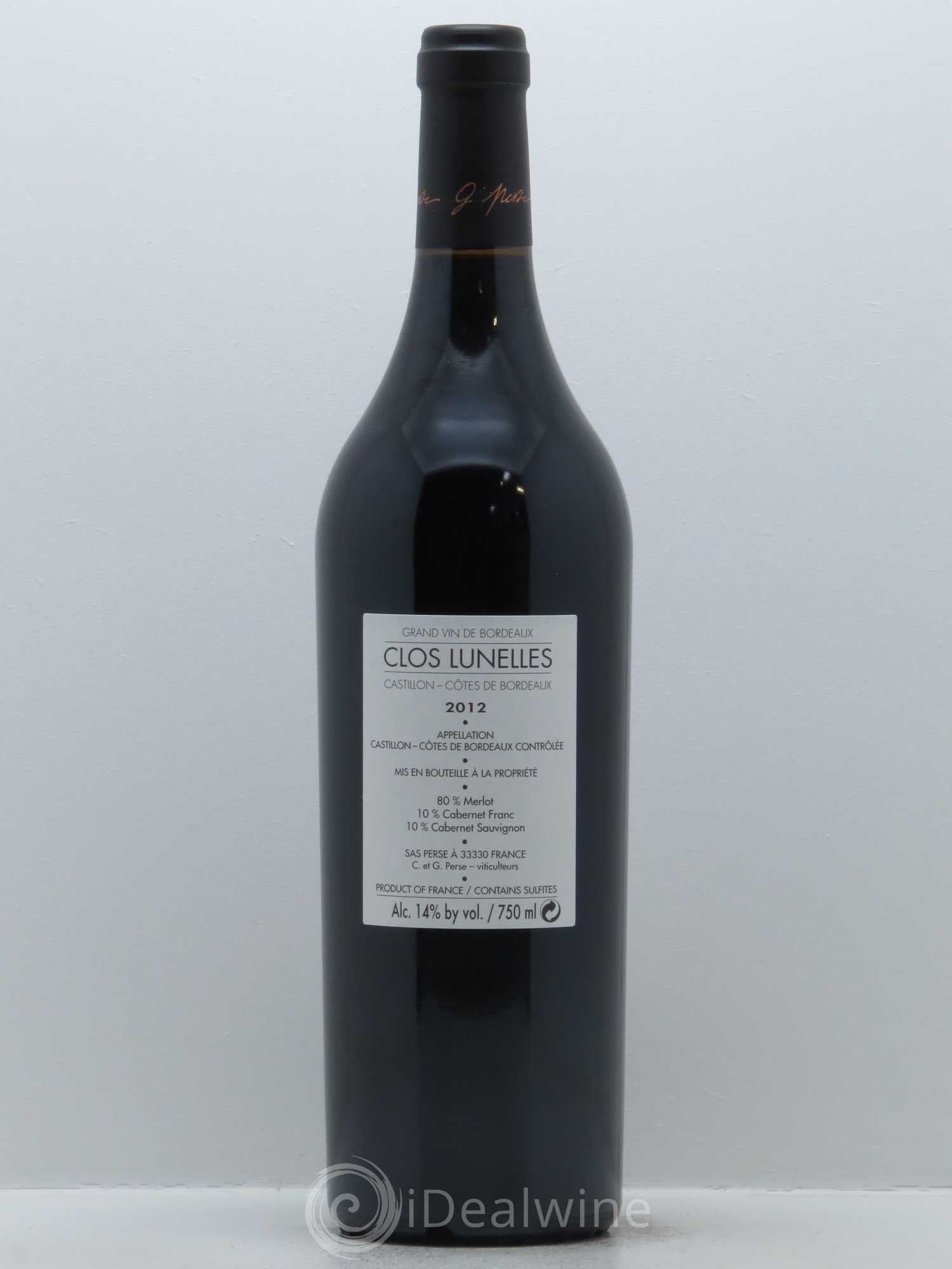 Clos Lunelles 2012 - Lot de 1 bouteille - 1