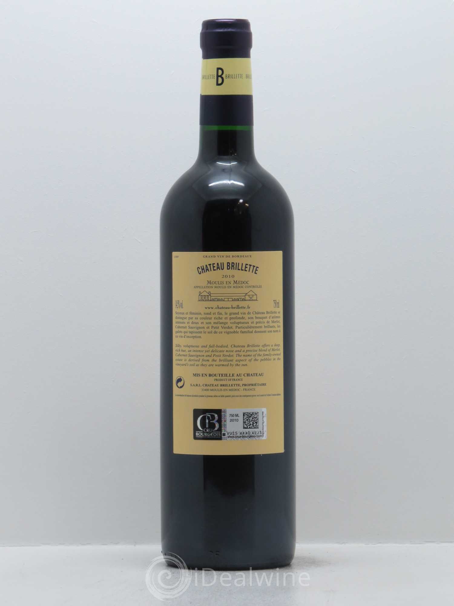 Château Brillette Cru Bourgeois 2010 - Lot de 1 bouteille - 1